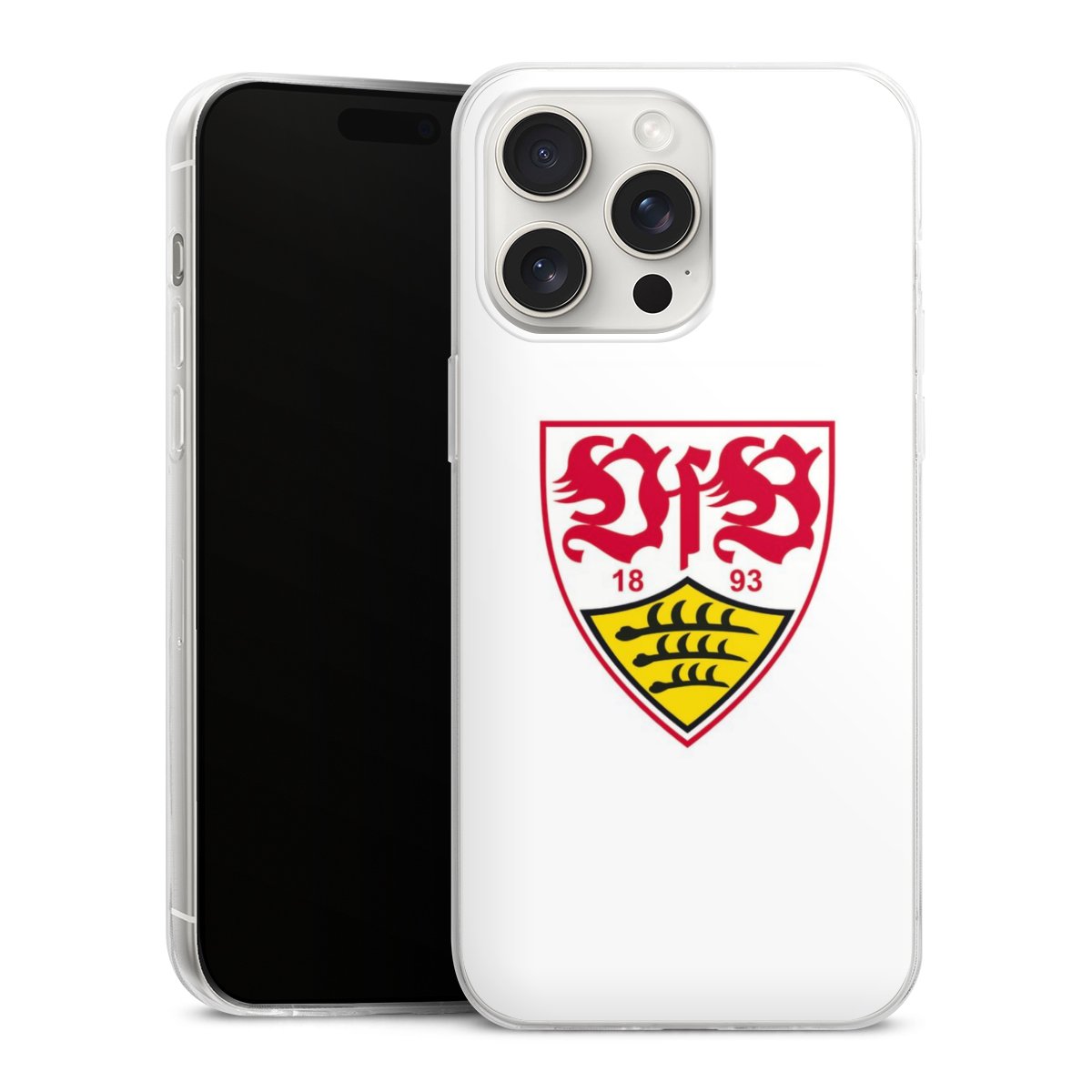 iPhone 15 Pro Max Handy Slim Case extra dünn Silikon Handyhülle transparent Hülle Logo Official Licensed Product Vfb Stuttgart Silikon Slim Case