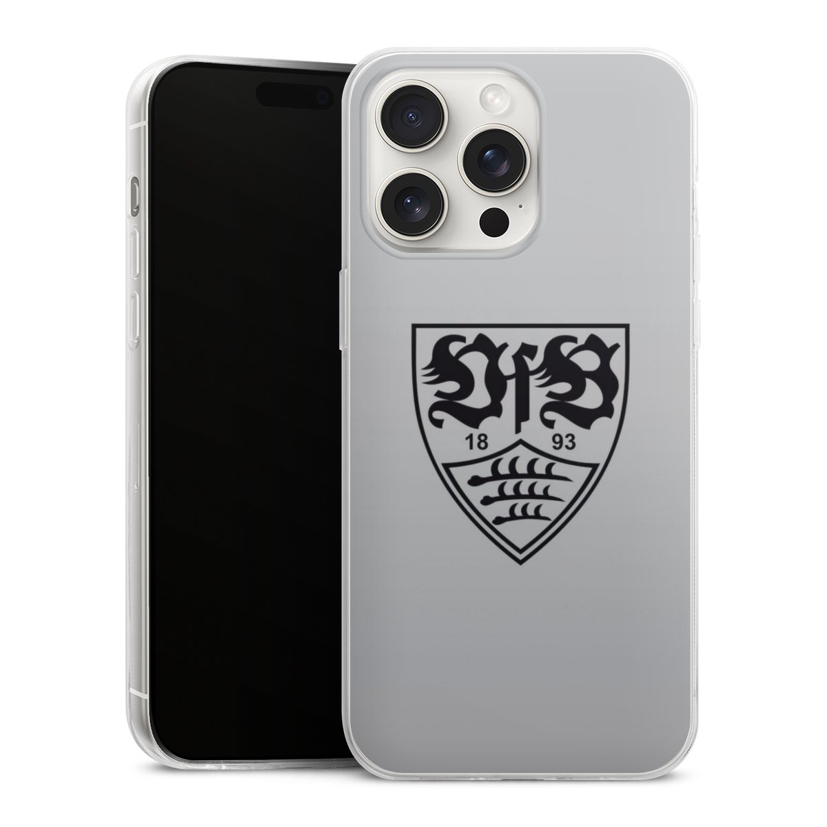 iPhone 15 Pro Max Handy Slim Case extra dünn Silikon Handyhülle transparent Hülle Logo Vfb Stuttgart Official Licensed Product Silikon Slim Case