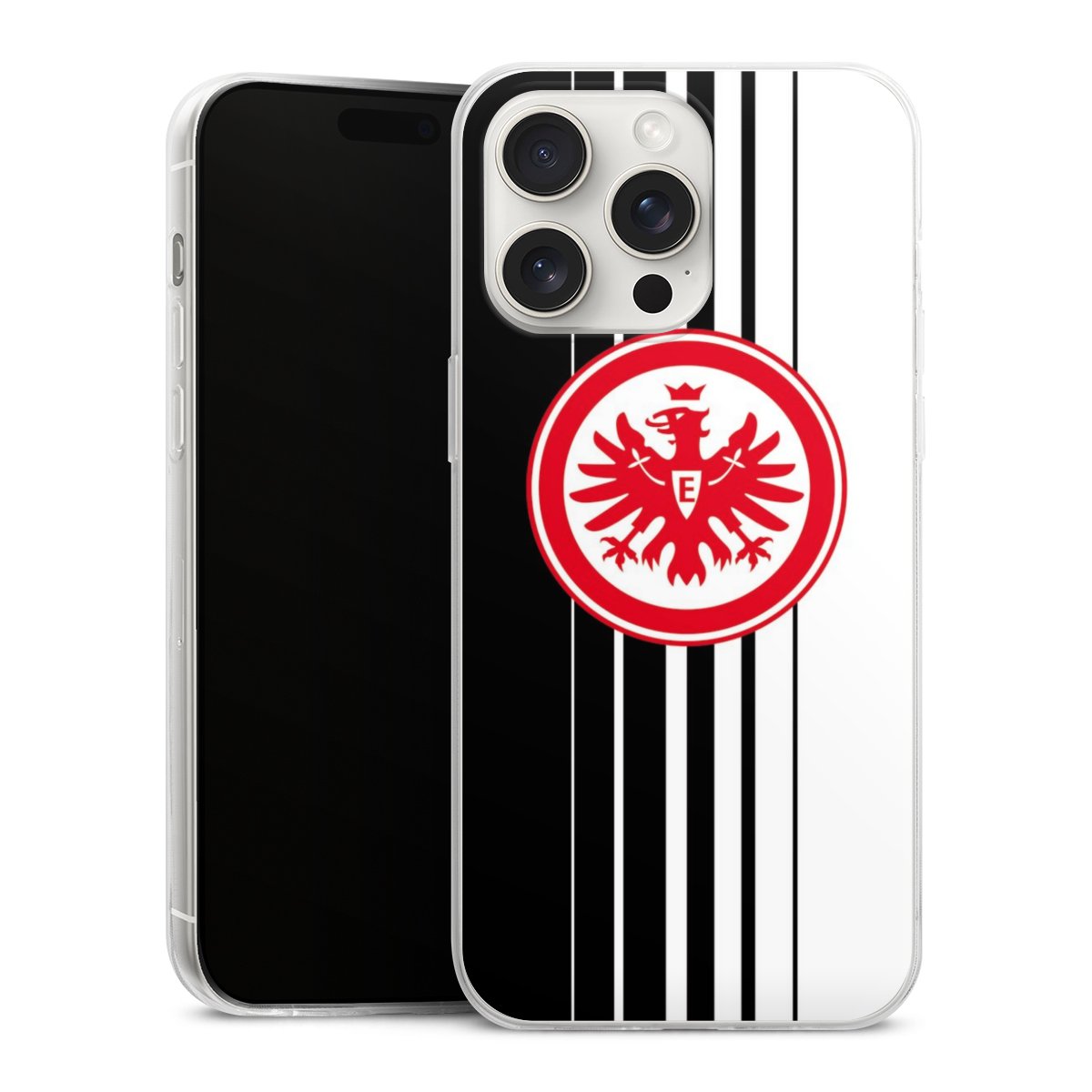 iPhone 15 Pro Max Handy Slim Case extra dünn Silikon Handyhülle transparent Hülle Stripes Eintracht Frankfurt Official Licensed Product Silikon Slim Case