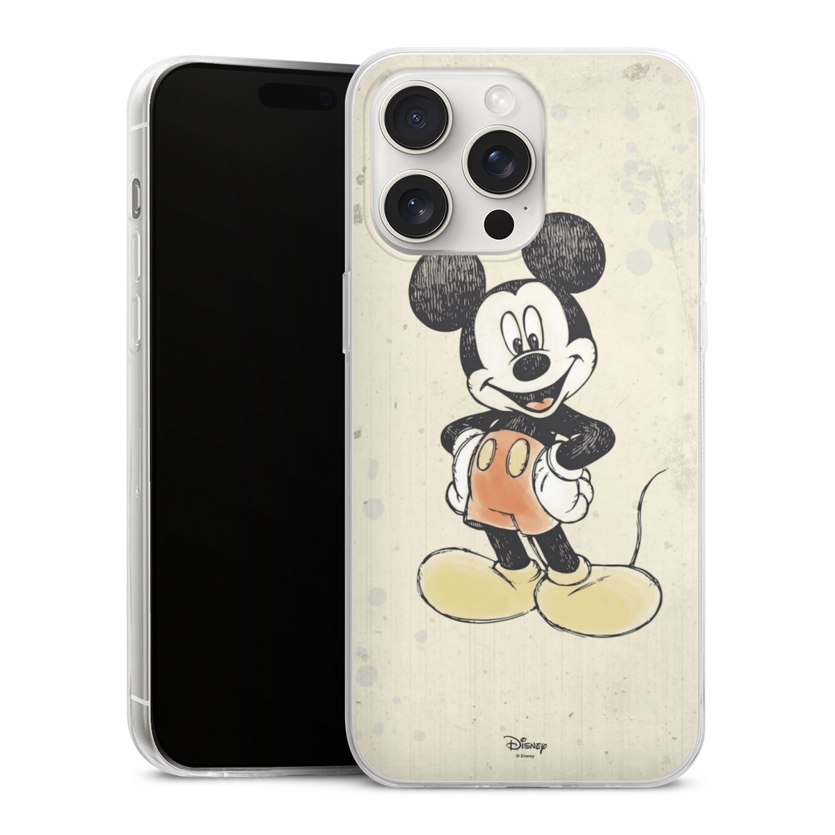 iPhone 15 Pro Max Handy Slim Case extra dünn Silikon Handyhülle transparent Hülle Water Colour Mickey & Minnie Mouse Official Licensed Product Silikon Slim Case