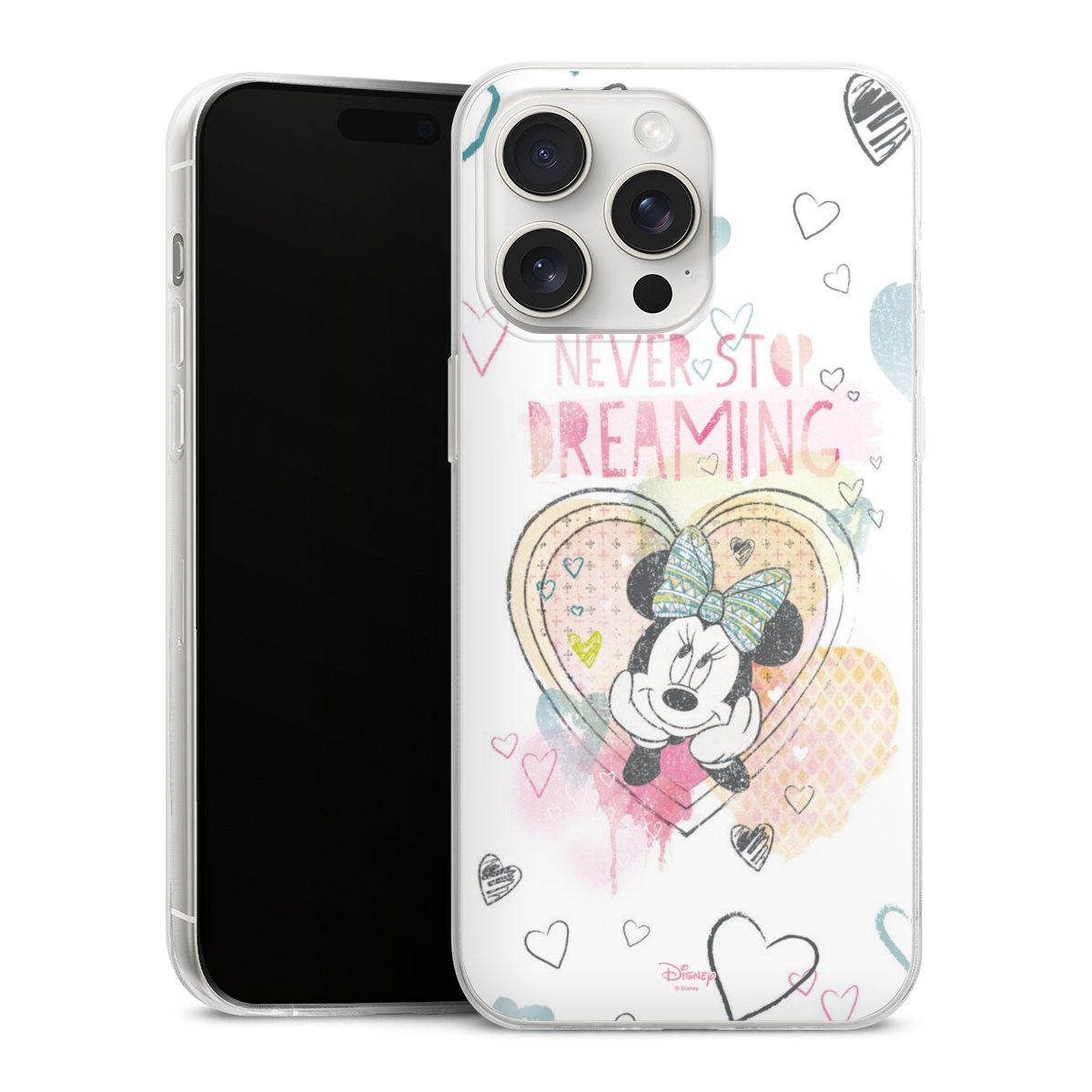 iPhone 15 Pro Max Handy Slim Case extra dünn Silikon Handyhülle transparent Hülle Disney Official Licensed Product Minnie Mouse Silikon Slim Case