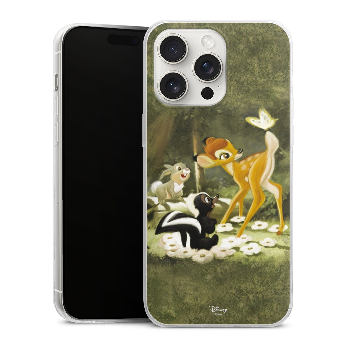 iPhone 15 Pro Max Handy Slim Case extra dünn Silikon Handyhülle transparent Hülle Disney Official Licensed Product Bambi Silikon Slim Case