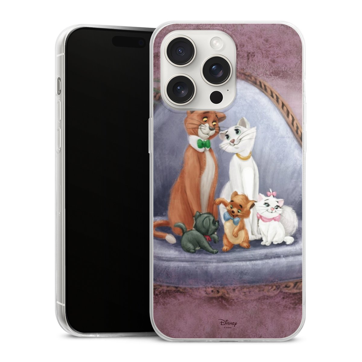 iPhone 15 Pro Max Handy Slim Case extra dünn Silikon Handyhülle transparent Hülle Official Licensed Product Disney Aristocats Silikon Slim Case