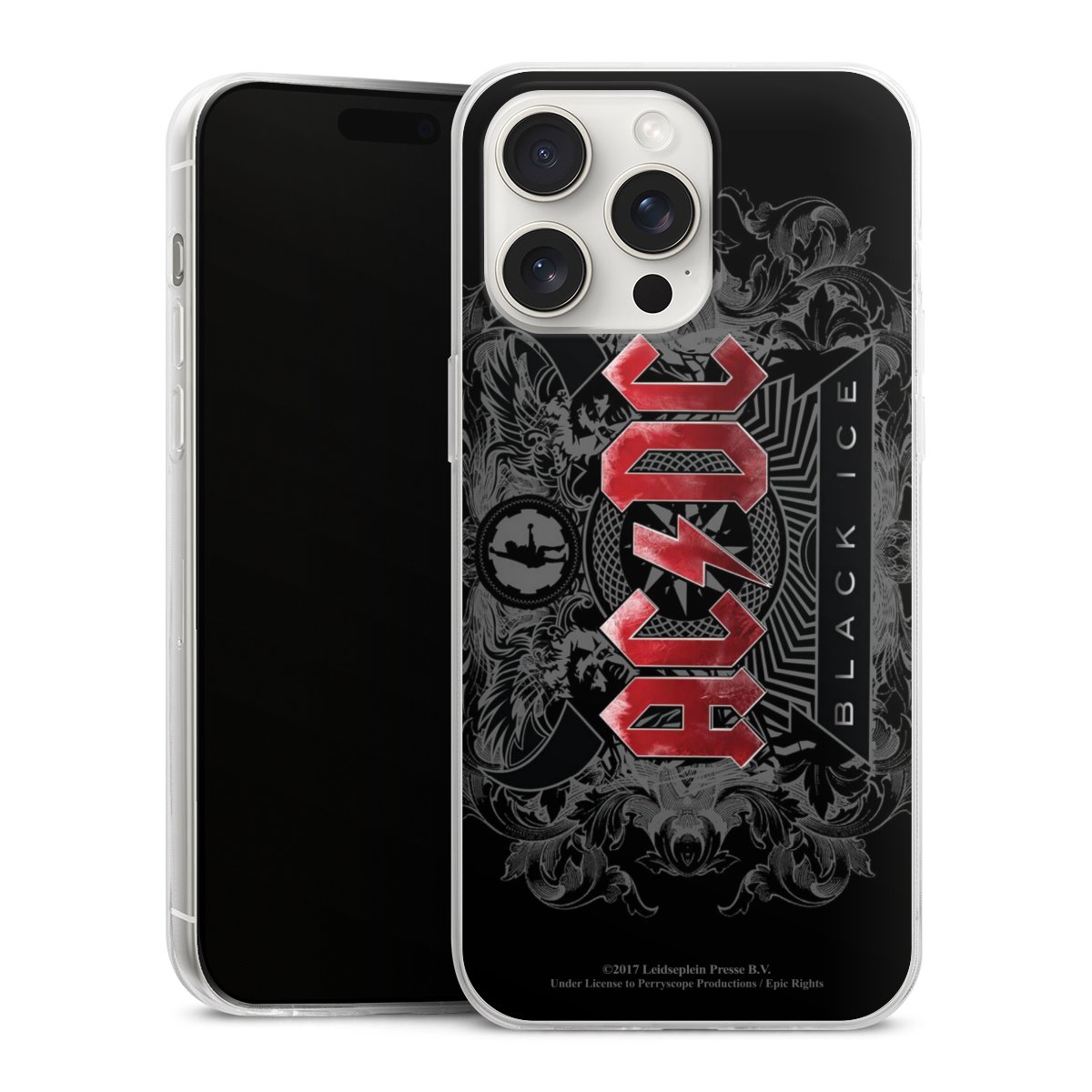 iPhone 15 Pro Max Handy Slim Case extra dünn Silikon Handyhülle transparent Hülle Merchandise Black Ice Acdc Silikon Slim Case