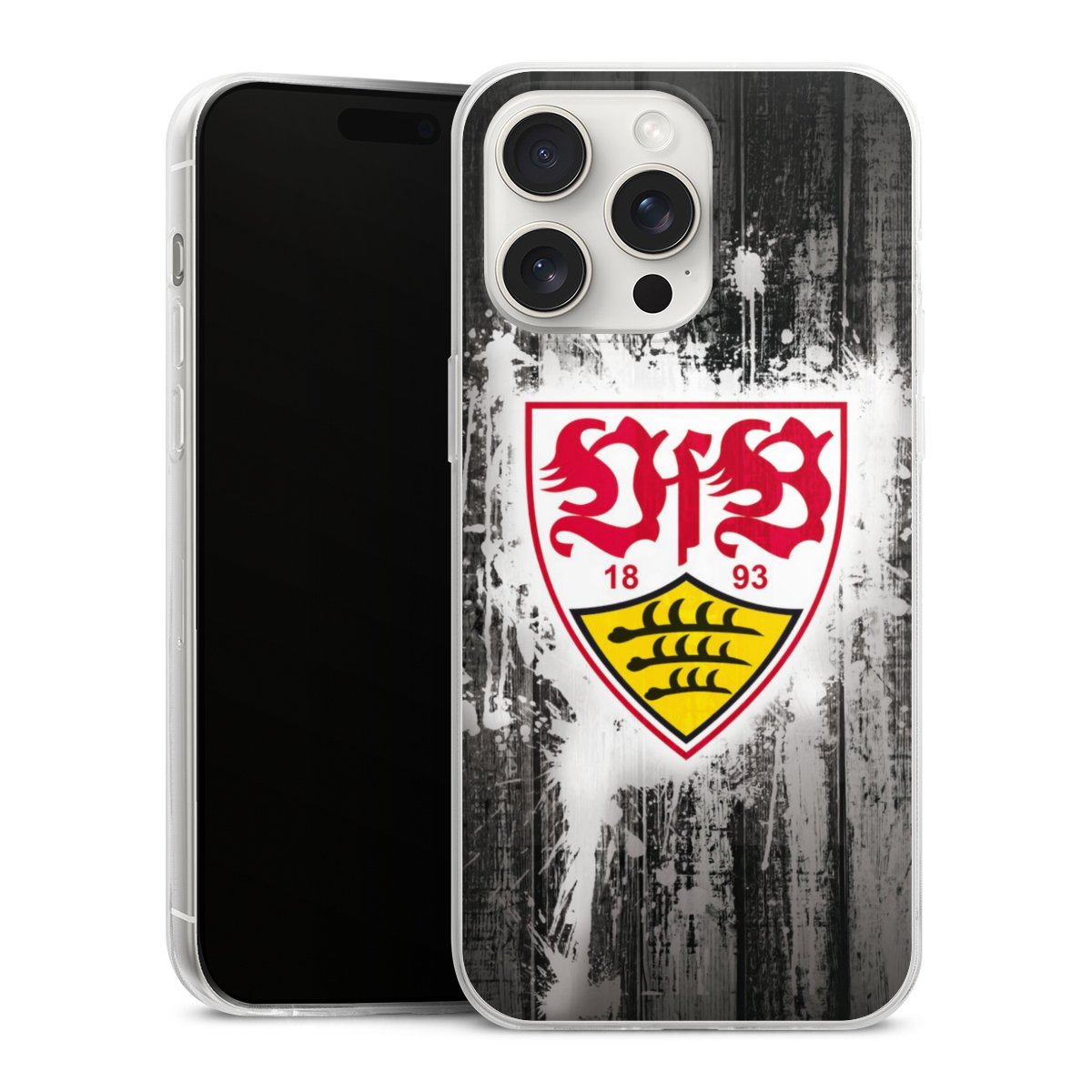 iPhone 15 Pro Max Handy Slim Case extra dünn Silikon Handyhülle transparent Hülle Vfb Stuttgart Official Licensed Product Silikon Slim Case