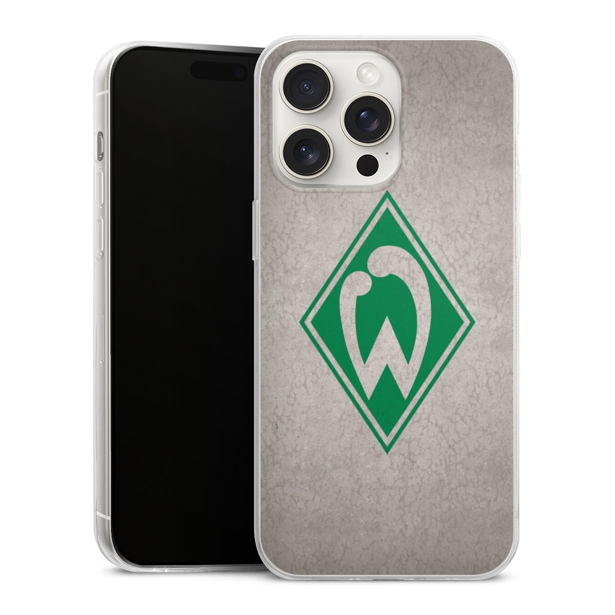 iPhone 15 Pro Max Handy Slim Case extra dünn Silikon Handyhülle transparent Hülle Sv Werder Bremen Concrete Official Licensed Product Silikon Slim Case