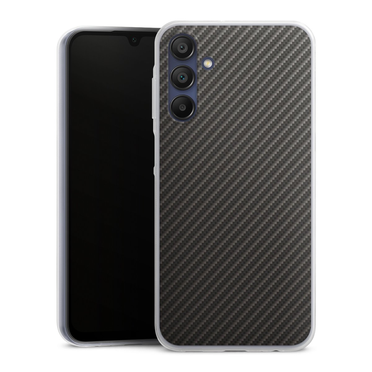 Galaxy A15 5G Handy Slim Case extra dünn Silikon Handyhülle transparent Hülle Metallic Look Carbon Muster Silikon Slim Case