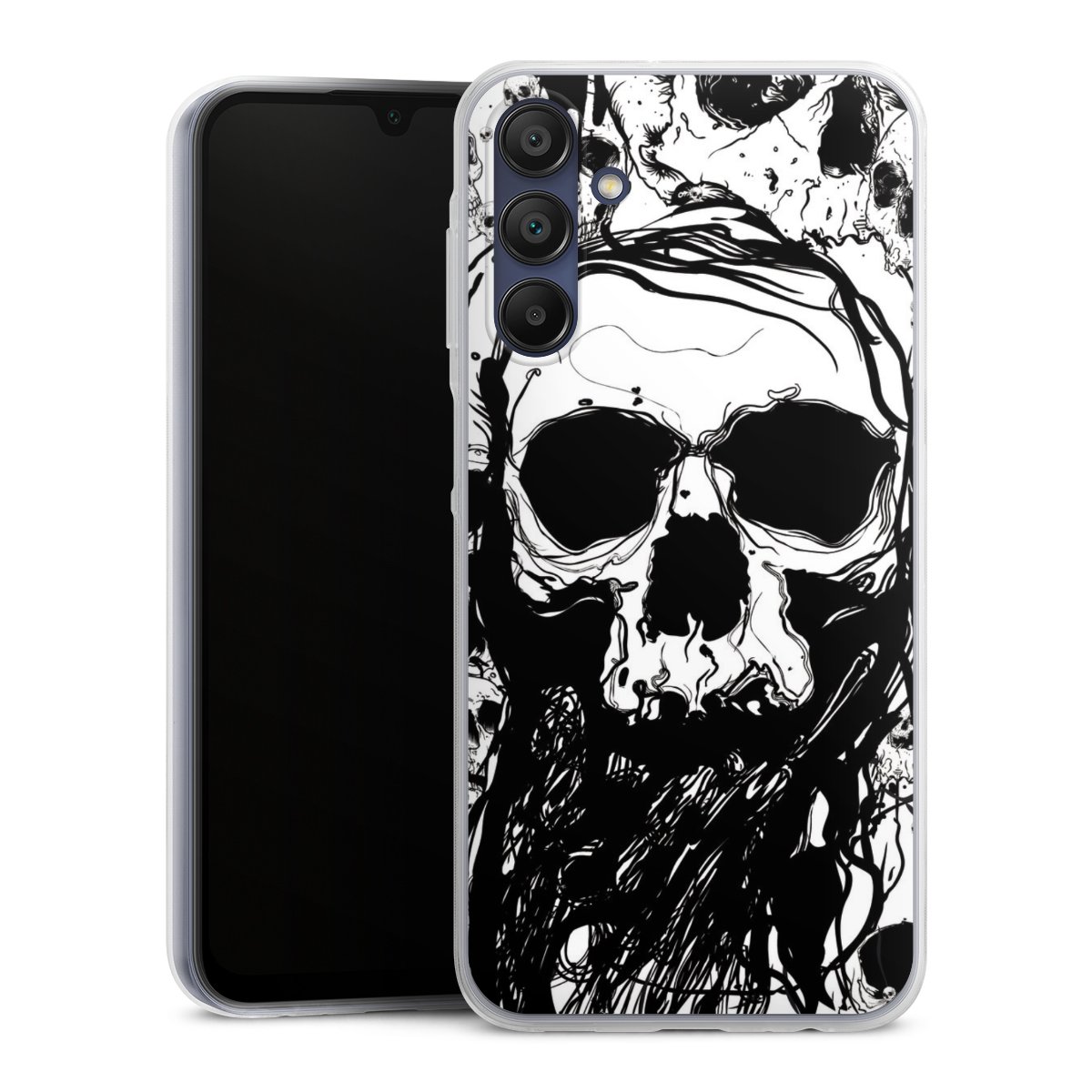 Galaxy A15 5G Handy Slim Case extra dünn Silikon Handyhülle transparent Hülle Totenkopf Halloween Silikon Slim Case