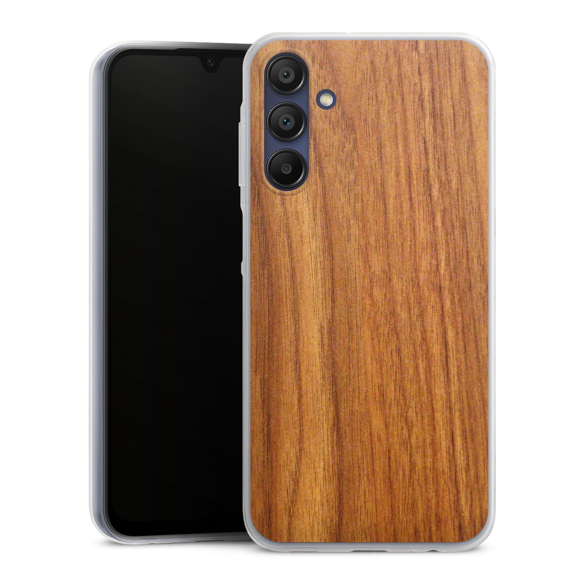 Galaxy A15 5G Handy Slim Case extra dünn Silikon Handyhülle transparent Hülle Wood Larch Wooden Look Silikon Slim Case