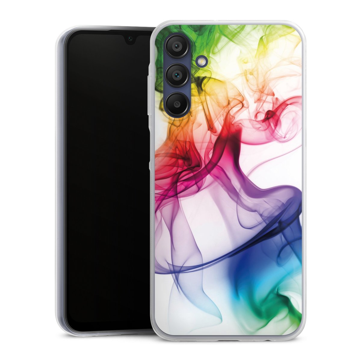 Galaxy A15 5G Handy Slim Case extra dünn Silikon Handyhülle transparent Hülle Water Colour Rainbow Silikon Slim Case