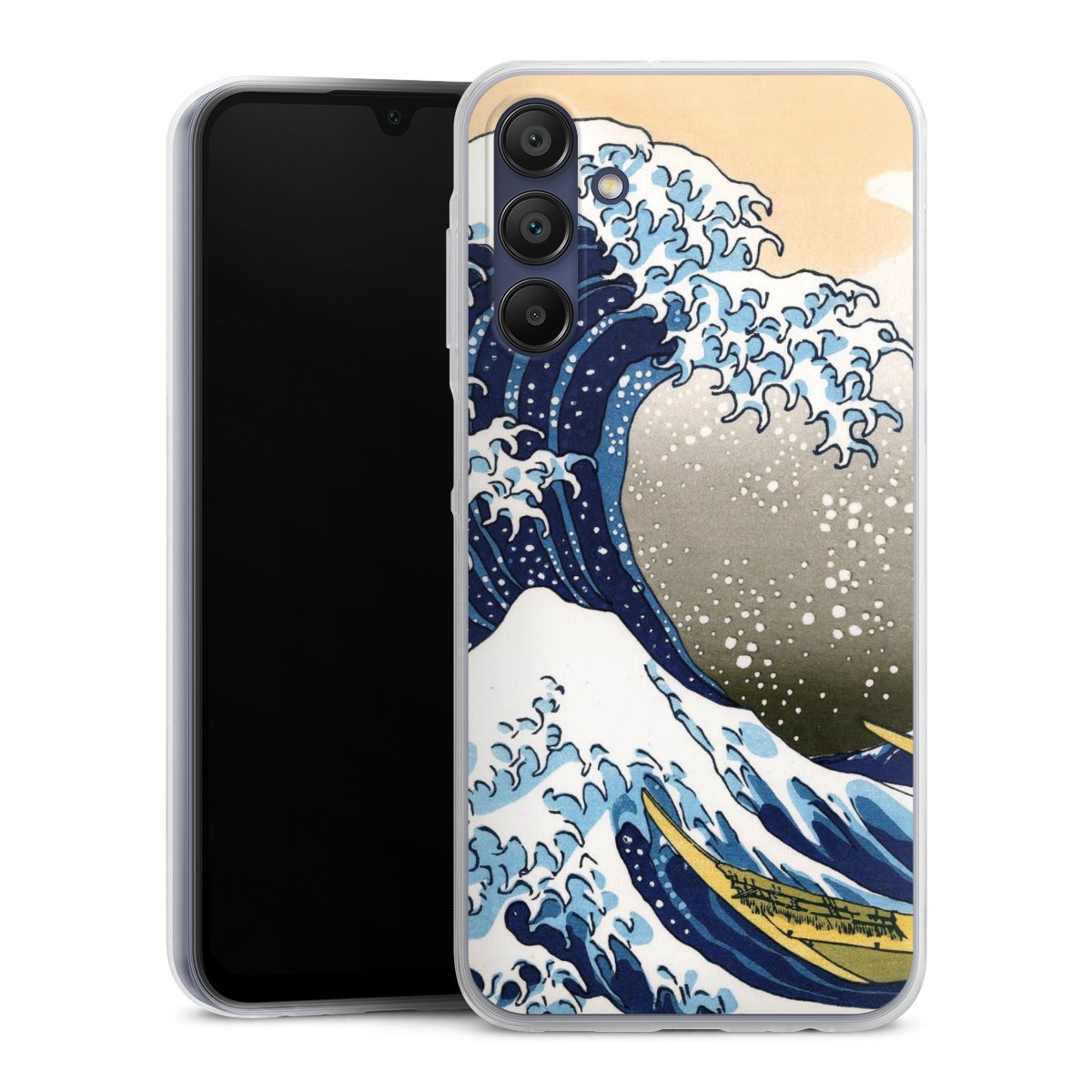 Galaxy A15 5G Handy Slim Case extra dünn Silikon Handyhülle transparent Hülle Kunst Katsushika Hokusai Die Große Welle Vor Kanagawa Silikon Slim Case