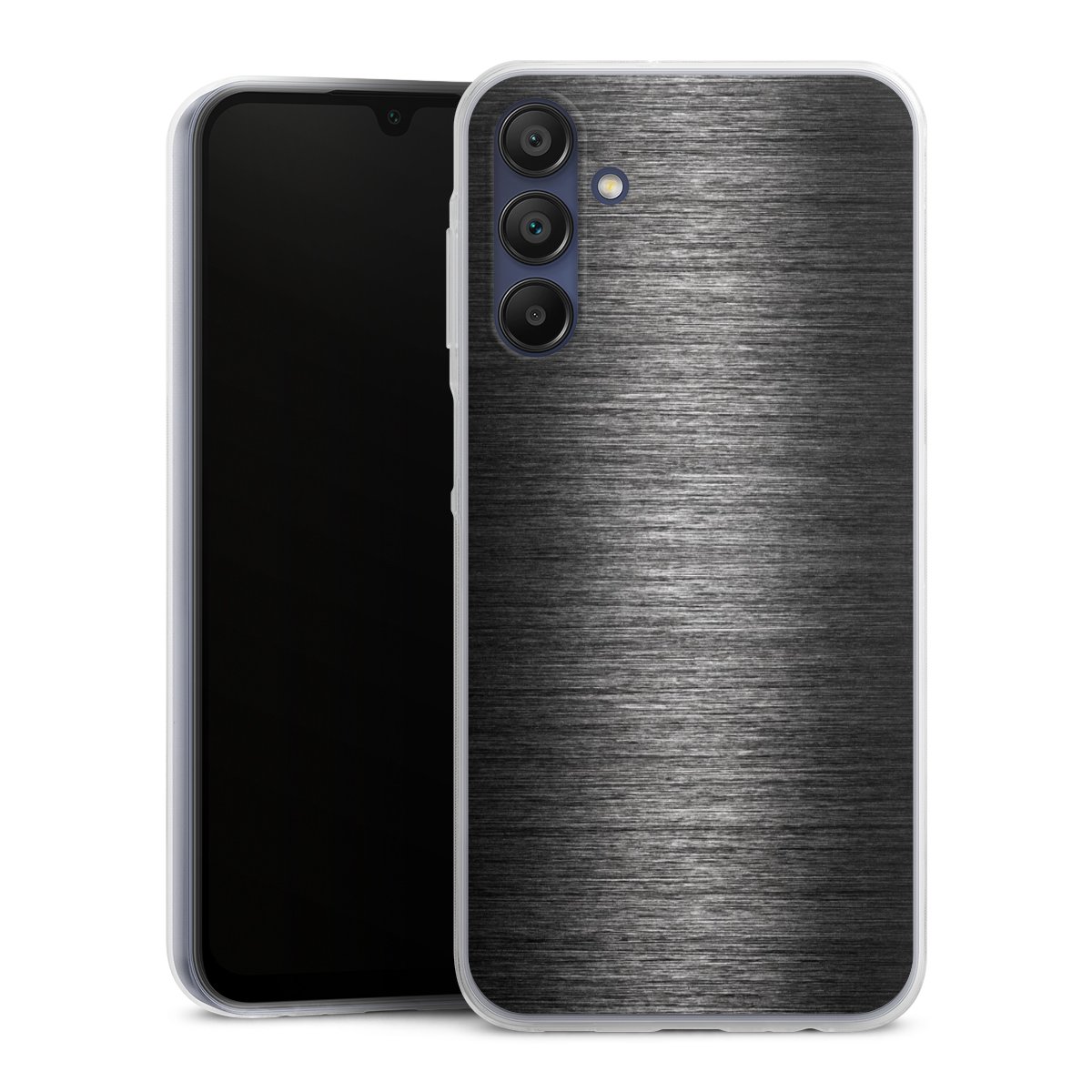 Galaxy A15 5G Handy Slim Case extra dünn Silikon Handyhülle transparent Hülle Metallic Look Anthracite Metal Silikon Slim Case