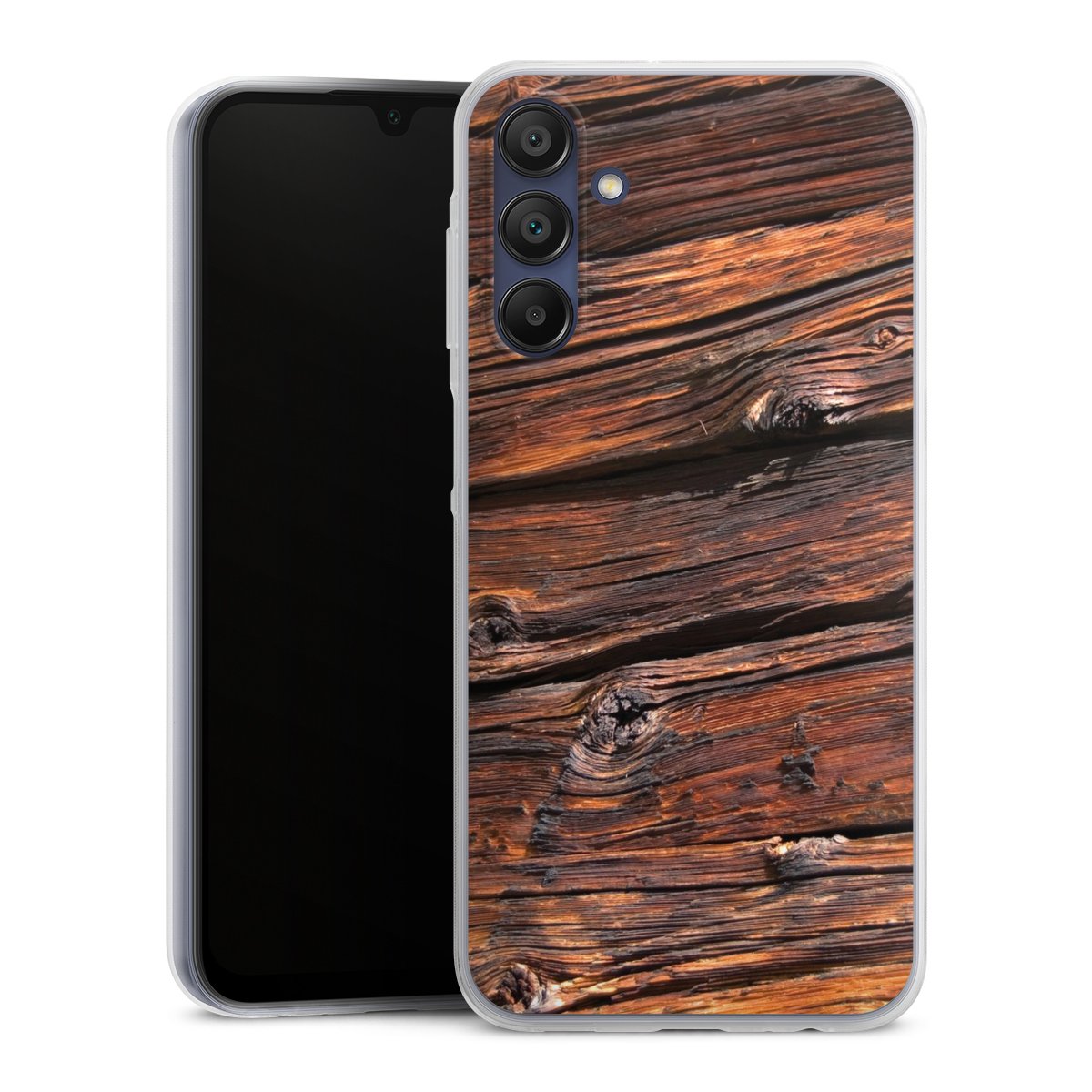 Galaxy A15 5G Handy Slim Case extra dünn Silikon Handyhülle transparent Hülle Beams Wooden Look Wood Silikon Slim Case