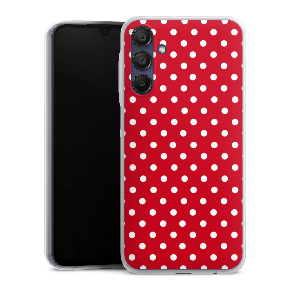 Galaxy A15 5G Handy Slim Case extra dünn Silikon Handyhülle transparent Hülle Points Polka Dots Retro Silikon Slim Case