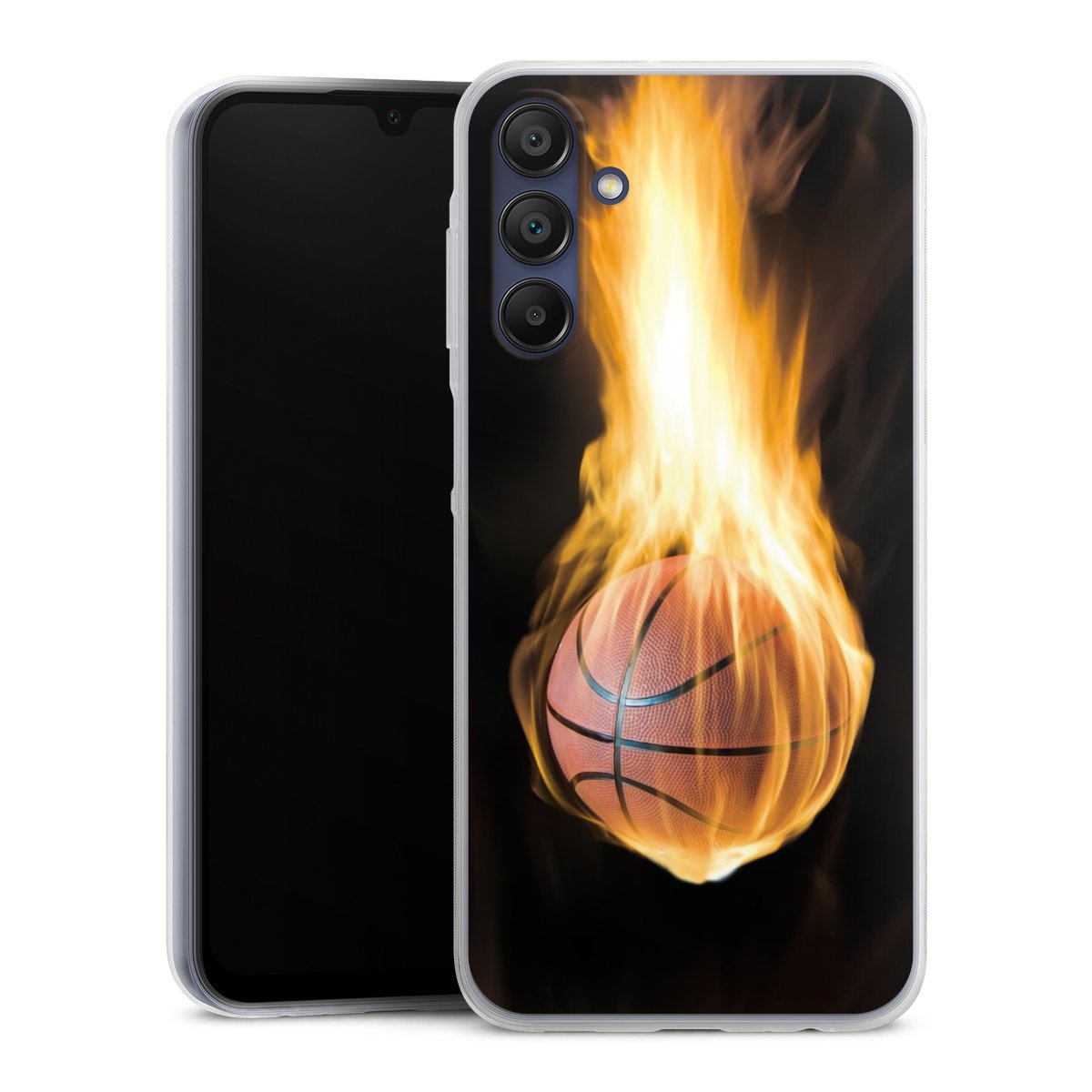 Galaxy A15 5G Handy Slim Case extra dünn Silikon Handyhülle transparent Hülle Basketball Sports Fire Silikon Slim Case