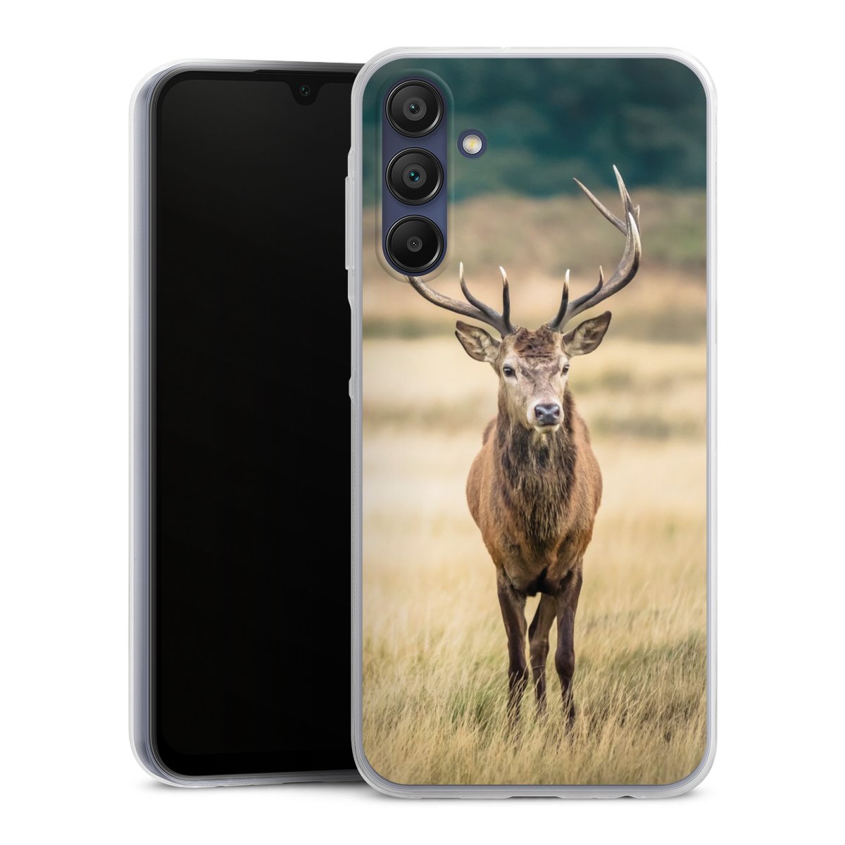 Galaxy A15 5G Handy Slim Case extra dünn Silikon Handyhülle transparent Hülle Deer Meadow Forrest Silikon Slim Case