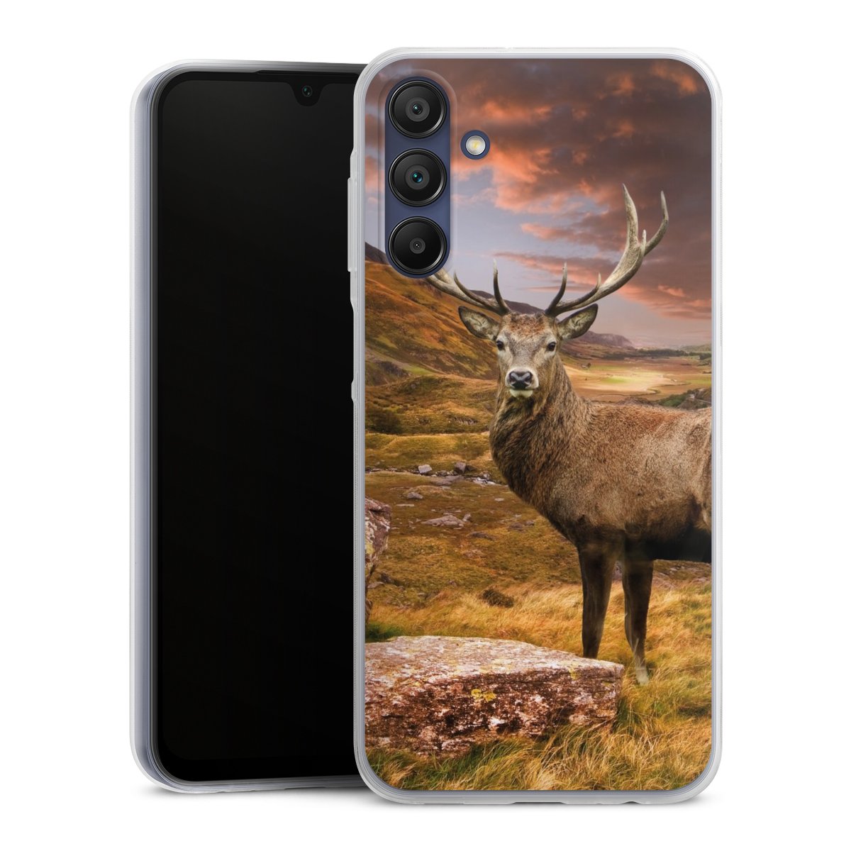 Galaxy A15 5G Handy Slim Case extra dünn Silikon Handyhülle transparent Hülle Meadow Mountain Deer Silikon Slim Case