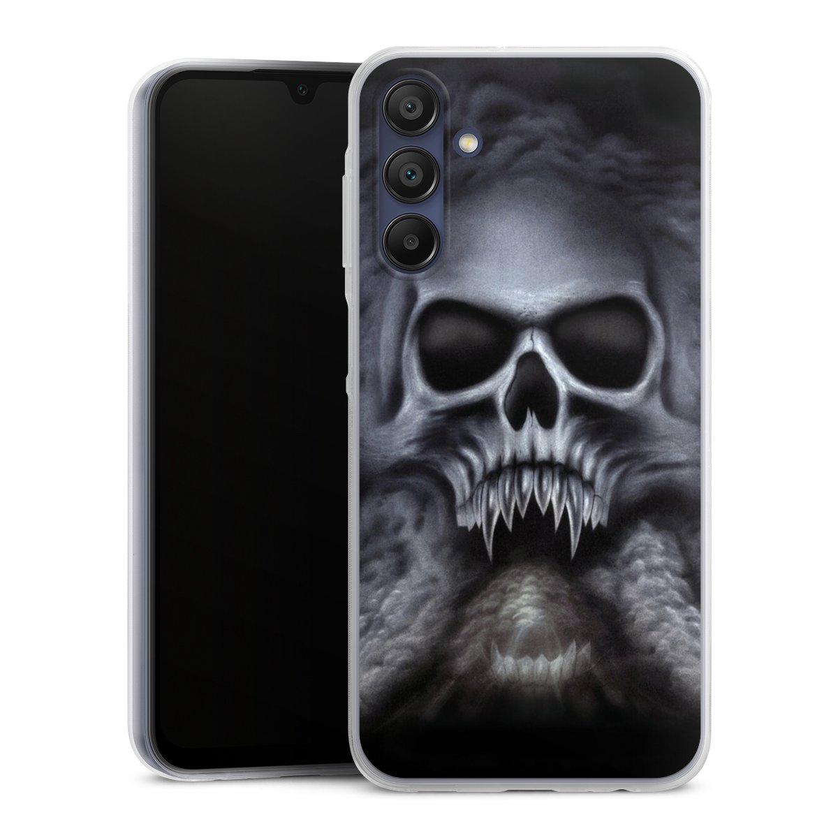 Galaxy A15 5G Handy Slim Case extra dünn Silikon Handyhülle transparent Hülle Totenkopf Skull Silikon Slim Case