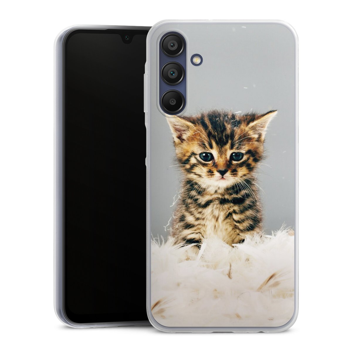 Galaxy A15 5G Handy Slim Case extra dünn Silikon Handyhülle transparent Hülle Cat Feather Pet Silikon Slim Case