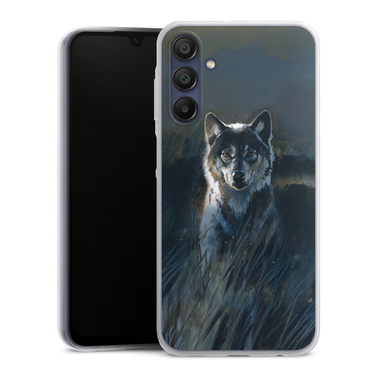 Galaxy A15 5G Handy Slim Case extra dünn Silikon Handyhülle transparent Hülle Nature Wolf Painting Silikon Slim Case