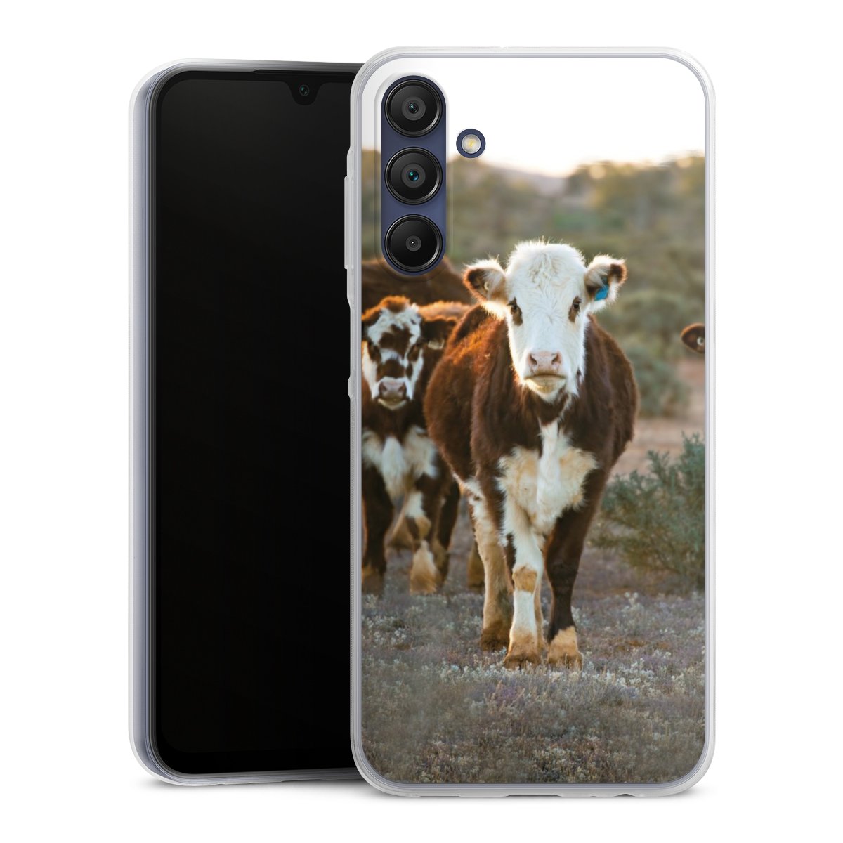 Galaxy A15 5G Handy Slim Case extra dünn Silikon Handyhülle transparent Hülle Cow Farmer Calf Silikon Slim Case