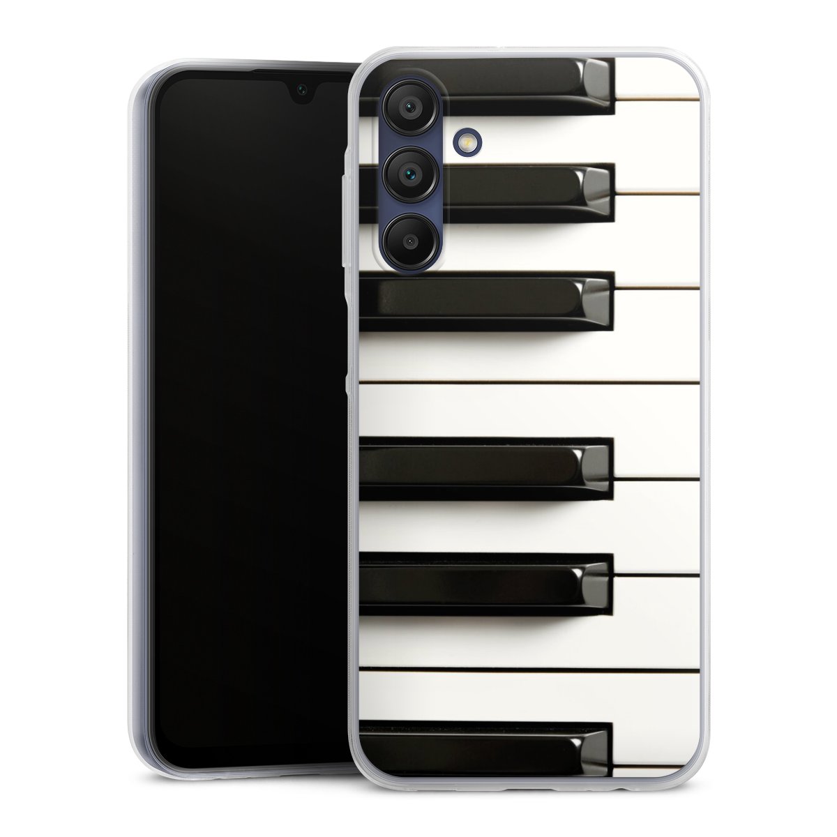 Galaxy A15 5G Handy Slim Case extra dünn Silikon Handyhülle transparent Hülle Klavier Piano Music Silikon Slim Case