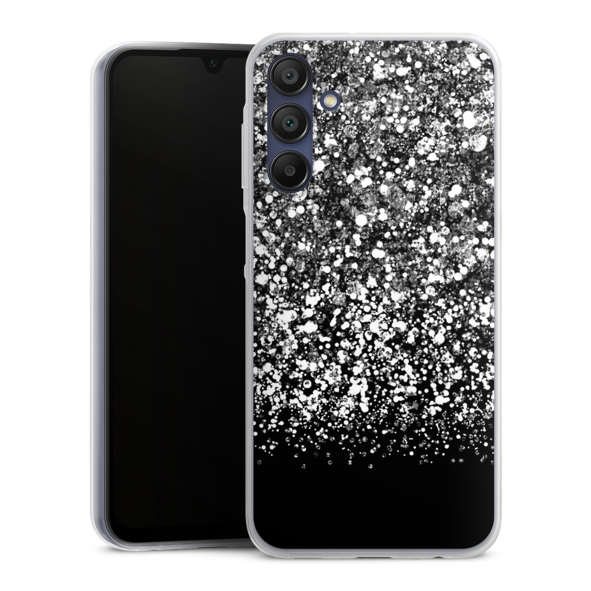 Galaxy A15 5G Handy Slim Case extra dünn Silikon Handyhülle transparent Hülle Glitzer Snowflake Muster Silikon Slim Case