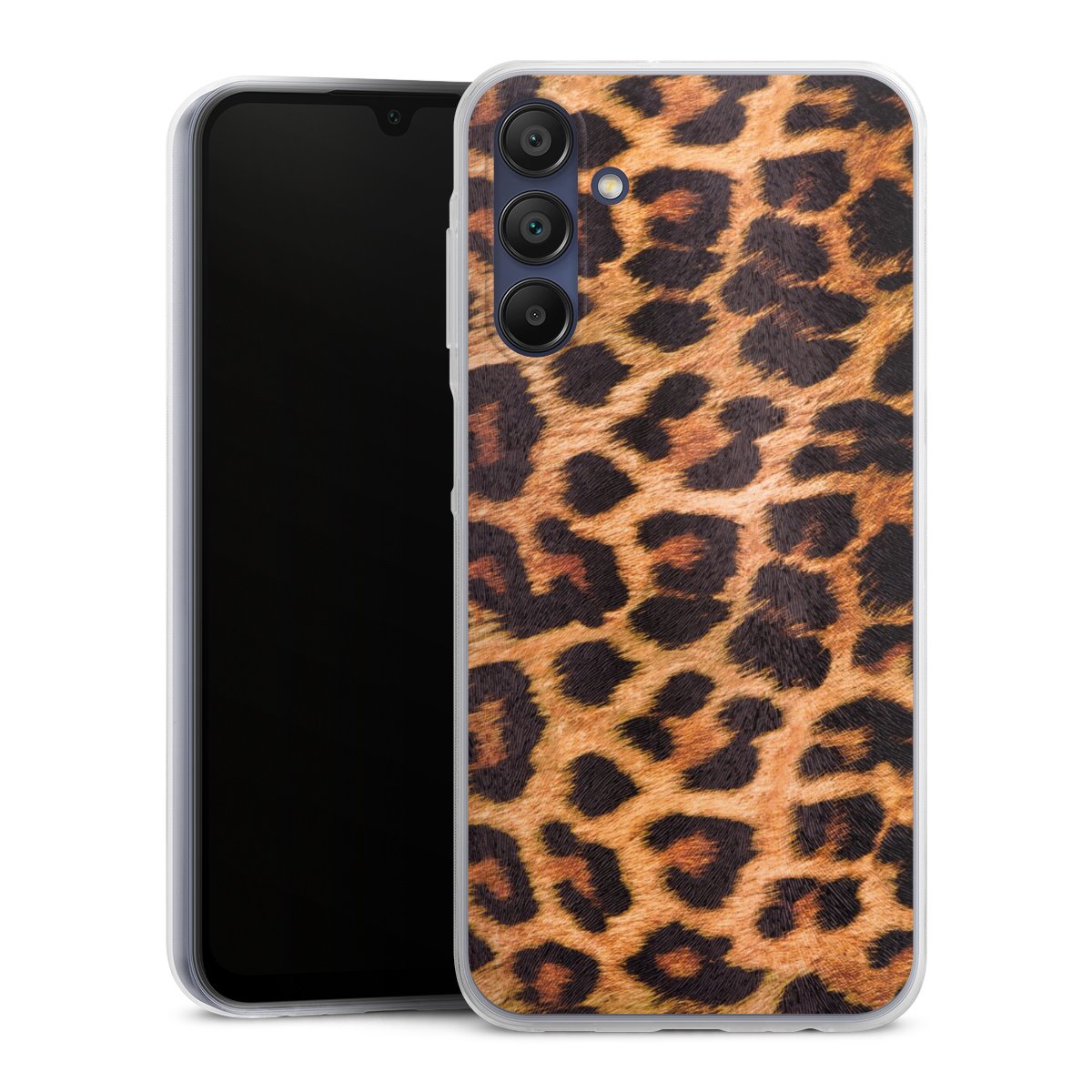 Galaxy A15 5G Handy Slim Case extra dünn Silikon Handyhülle transparent Hülle Animal Print Leopard Fur Silikon Slim Case