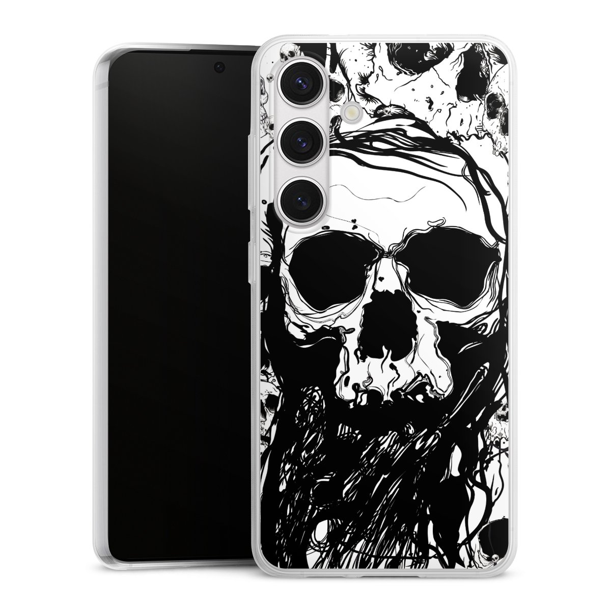 Galaxy S24 Handy Slim Case extra dünn Silikon Handyhülle transparent Hülle Totenkopf Halloween Silikon Slim Case