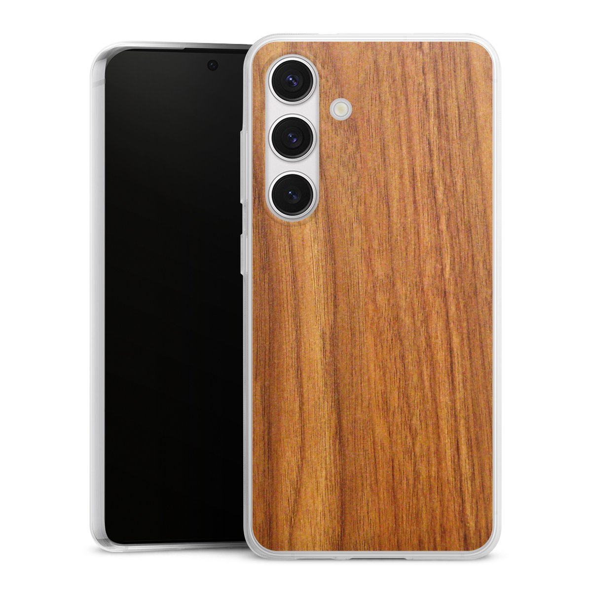 Galaxy S24 Handy Slim Case extra dünn Silikon Handyhülle transparent Hülle Wood Larch Wooden Look Silikon Slim Case