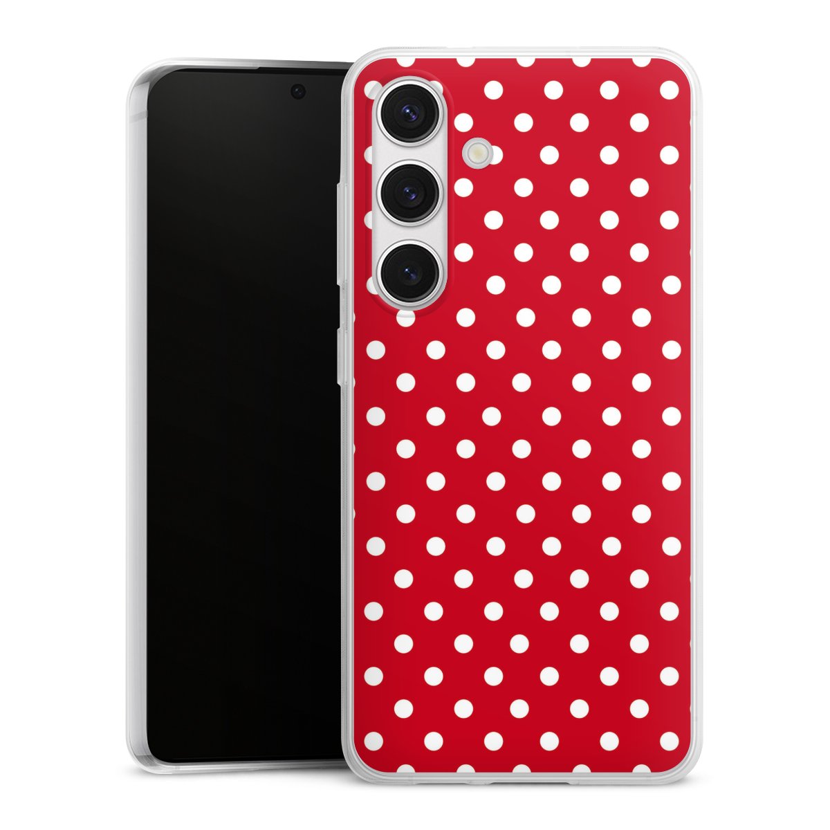 Galaxy S24 Handy Slim Case extra dünn Silikon Handyhülle transparent Hülle Points Polka Dots Retro Silikon Slim Case