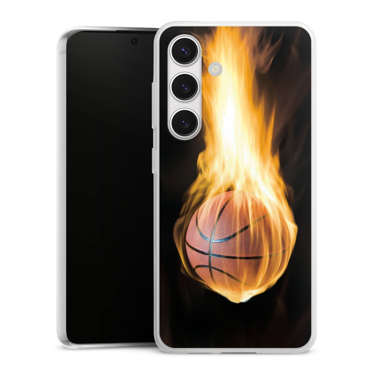 Galaxy S24 Handy Slim Case extra dünn Silikon Handyhülle transparent Hülle Basketball Sports Fire Silikon Slim Case