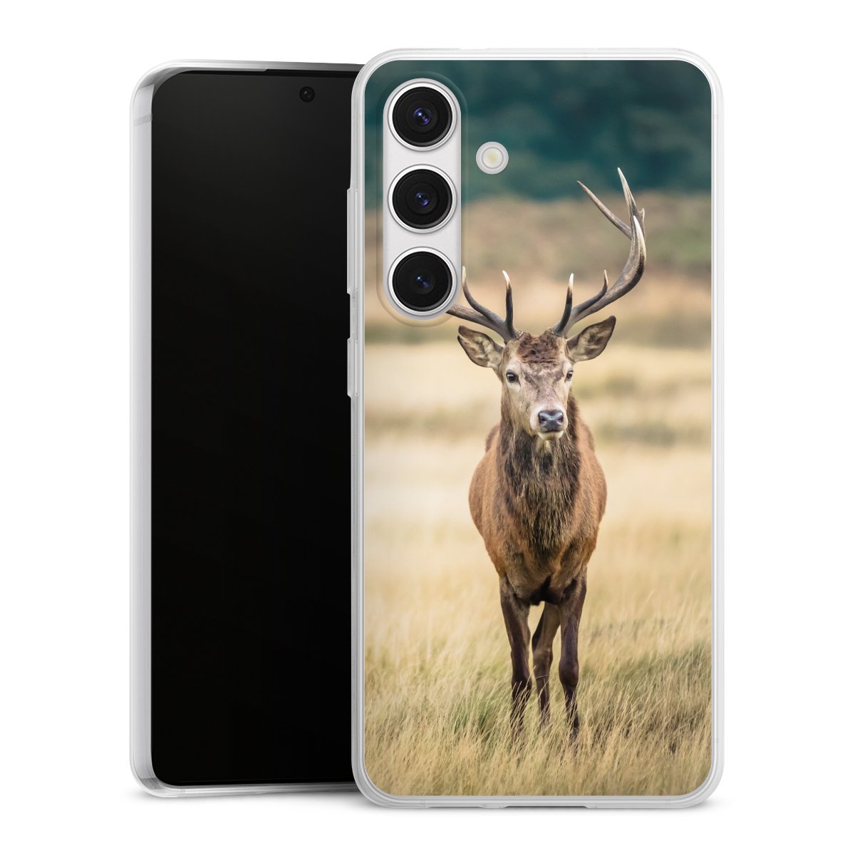 Galaxy S24 Handy Slim Case extra dünn Silikon Handyhülle transparent Hülle Deer Meadow Forrest Silikon Slim Case