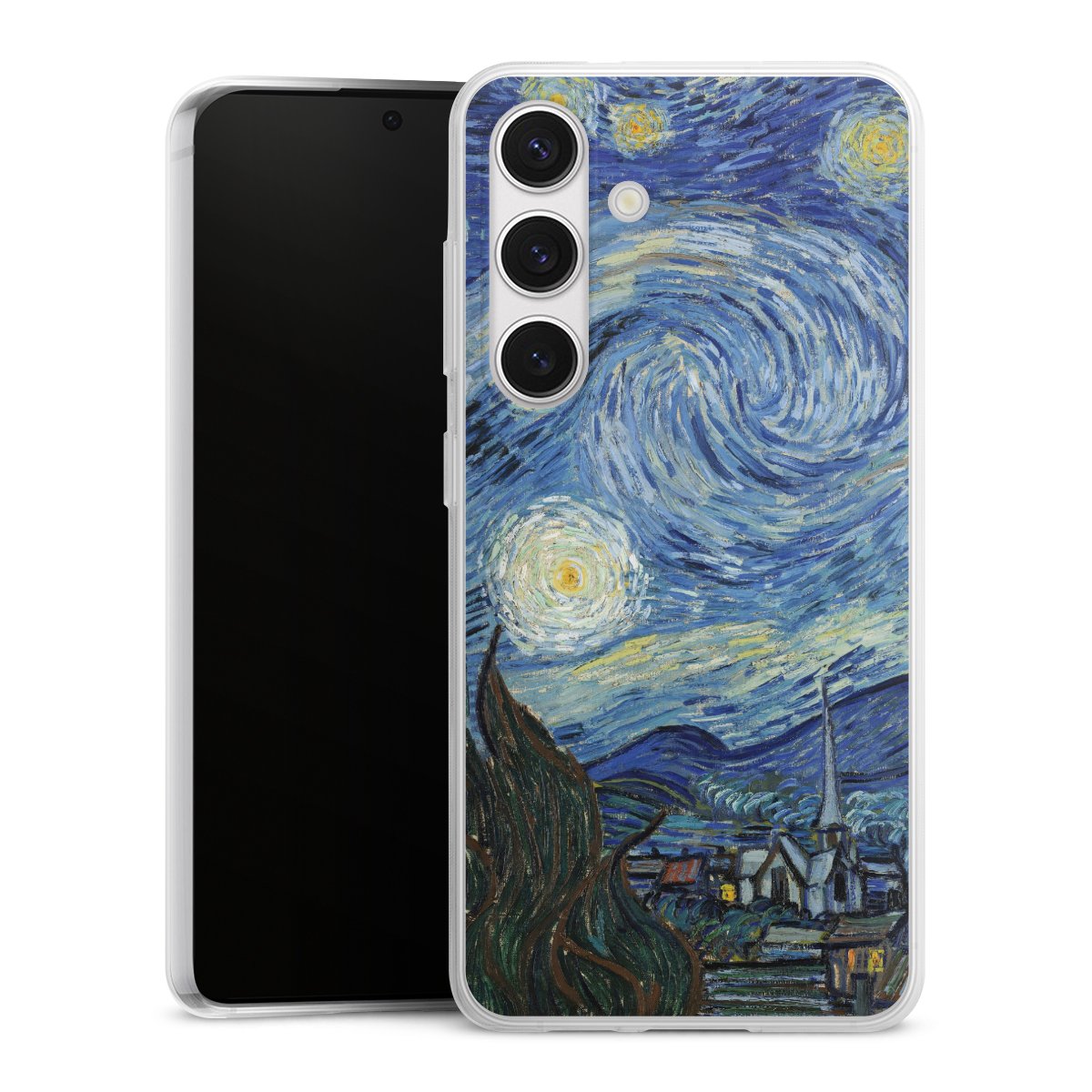 Galaxy S24 Handy Slim Case extra dünn Silikon Handyhülle transparent Hülle The Starry Night Kunst Vincent Van Gogh Silikon Slim Case