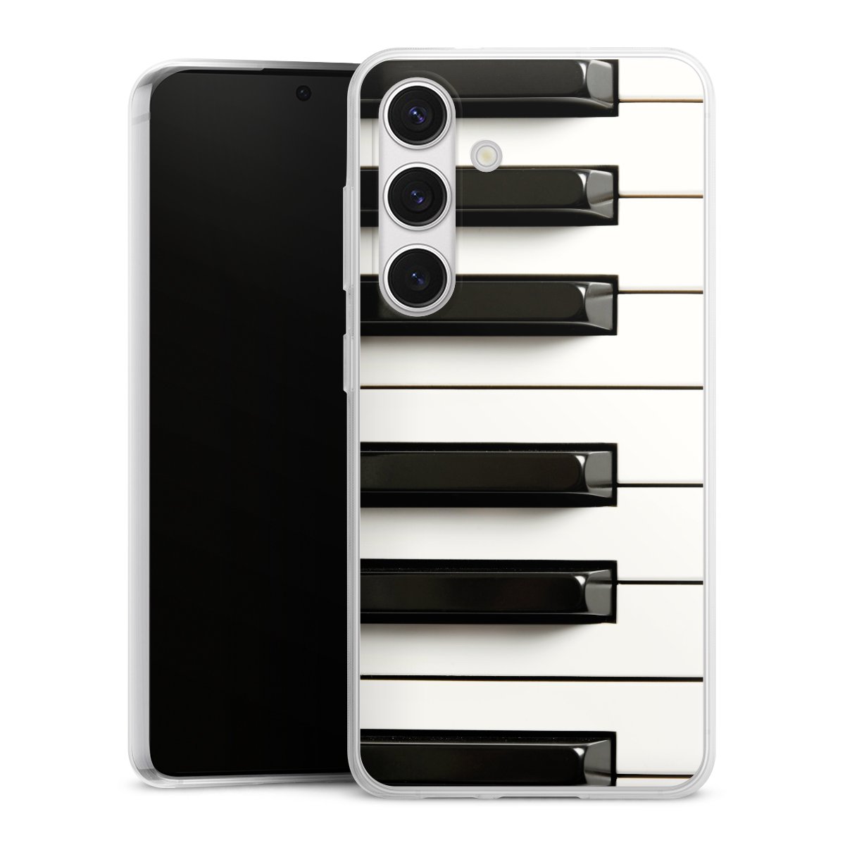 Galaxy S24 Handy Slim Case extra dünn Silikon Handyhülle transparent Hülle Klavier Piano Music Silikon Slim Case