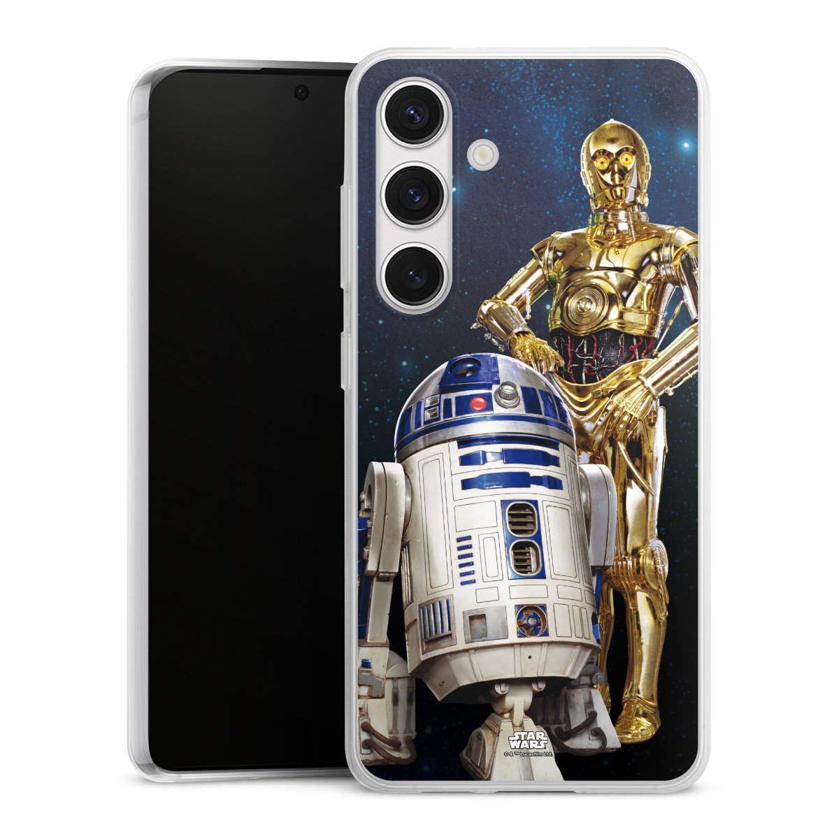 Galaxy S24 Handy Slim Case extra dünn Silikon Handyhülle transparent Hülle Weltall Star Wars R2d2 Silikon Slim Case