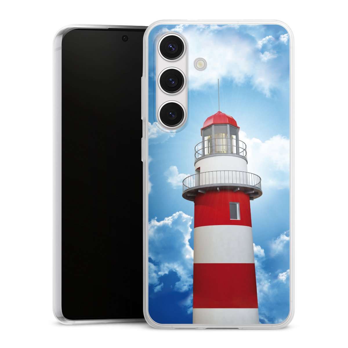 Galaxy S24 Handy Slim Case extra dünn Silikon Handyhülle transparent Hülle Lighthouse Sky Cloud Silikon Slim Case