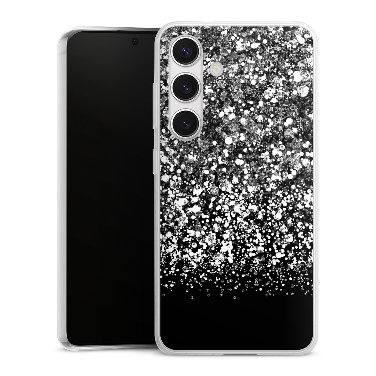 Galaxy S24 Handy Slim Case extra dünn Silikon Handyhülle transparent Hülle Glitzer Snowflake Muster Silikon Slim Case