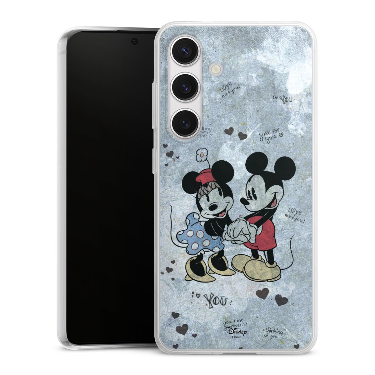 Galaxy S24 Handy Slim Case extra dünn Silikon Handyhülle transparent Hülle Mickey & Minnie Mouse Vintage Disney Silikon Slim Case