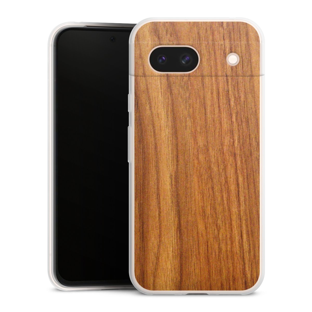 Google Pixel 8a Handy Slim Case extra dünn Silikon Handyhülle transparent Hülle Wood Larch Wooden Look Silikon Slim Case