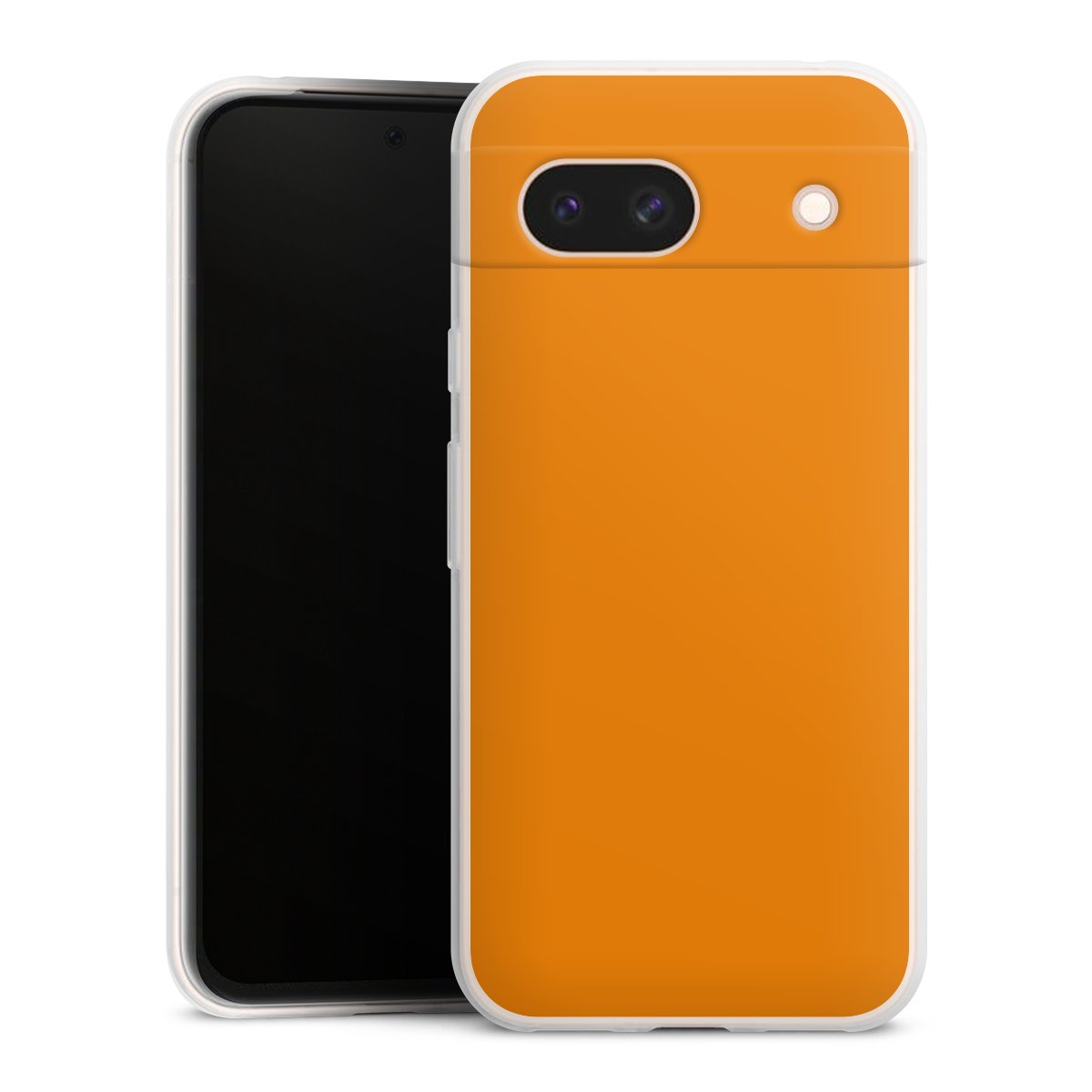 Google Pixel 8a Handy Slim Case extra dünn Silikon Handyhülle transparent Hülle Unicoloured Colour Orange Silikon Slim Case