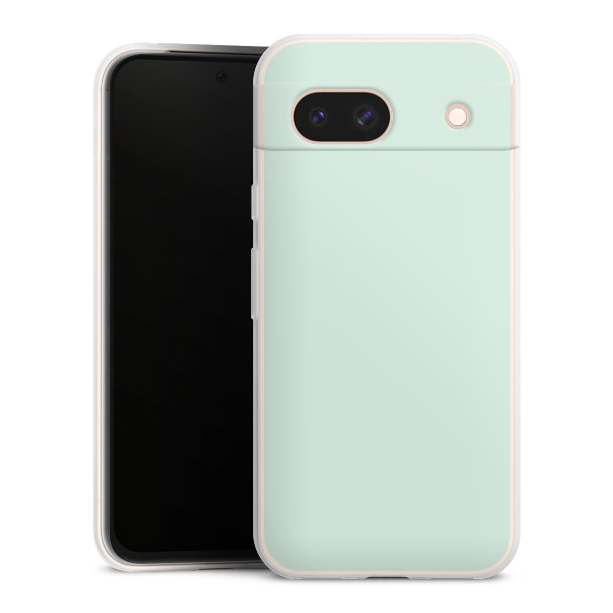 Google Pixel 8a Handy Slim Case extra dünn Silikon Handyhülle transparent Hülle Green Unicoloured Mint Silikon Slim Case