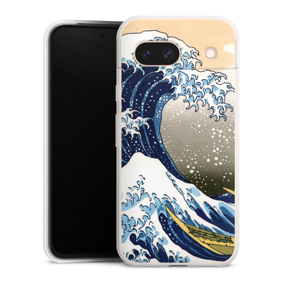 Google Pixel 8a Handy Slim Case extra dünn Silikon Handyhülle transparent Hülle Kunst Katsushika Hokusai Die Große Welle Vor Kanagawa Silikon Slim Case