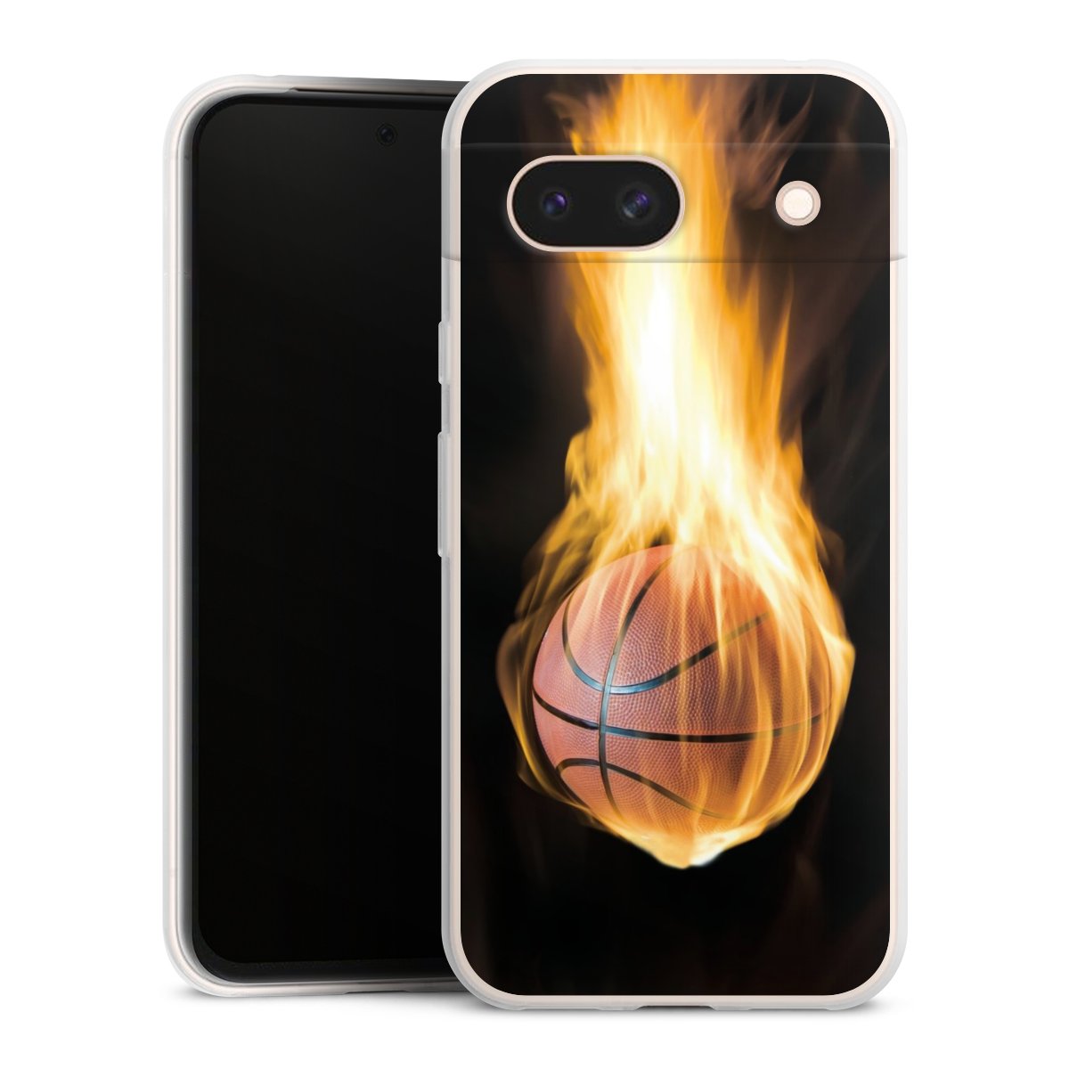 Google Pixel 8a Handy Slim Case extra dünn Silikon Handyhülle transparent Hülle Basketball Sports Fire Silikon Slim Case