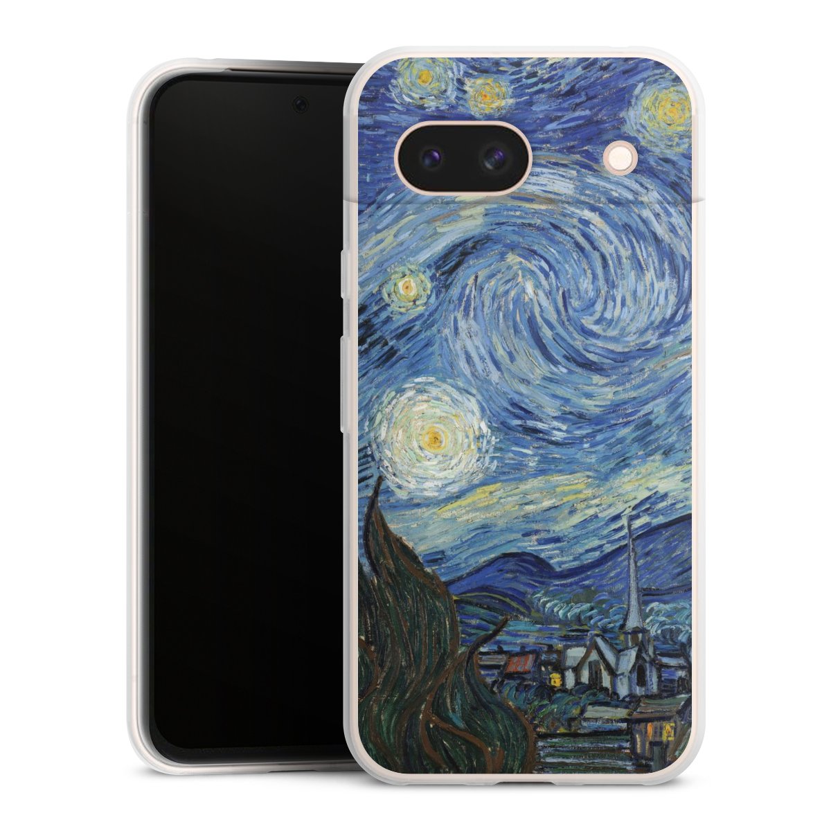 Google Pixel 8a Handy Slim Case extra dünn Silikon Handyhülle transparent Hülle The Starry Night Kunst Vincent Van Gogh Silikon Slim Case