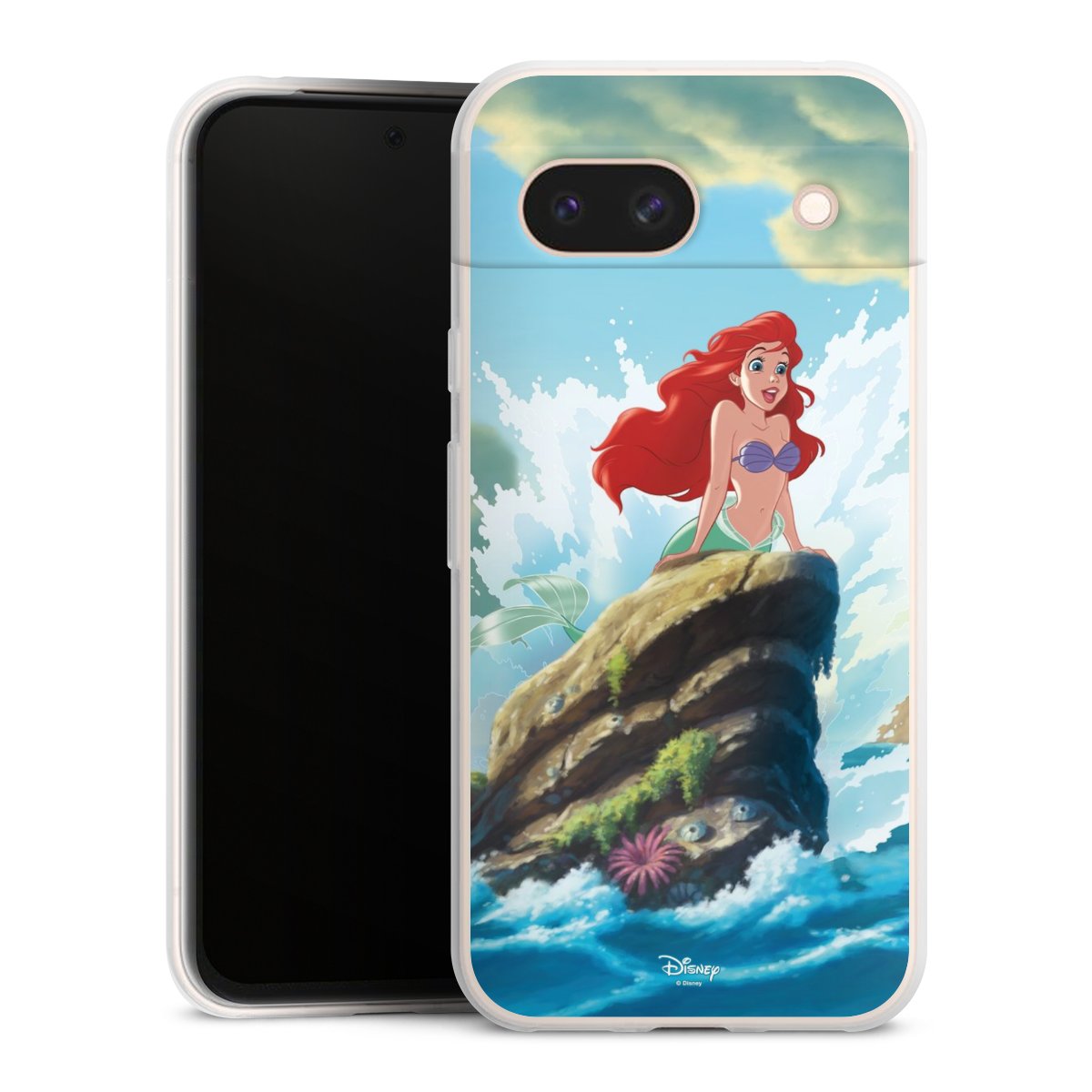 Google Pixel 8a Handy Slim Case extra dünn Silikon Handyhülle transparent Hülle Mermaid Arielle Die Meerjungfrau Official Licensed Product Silikon Slim Case