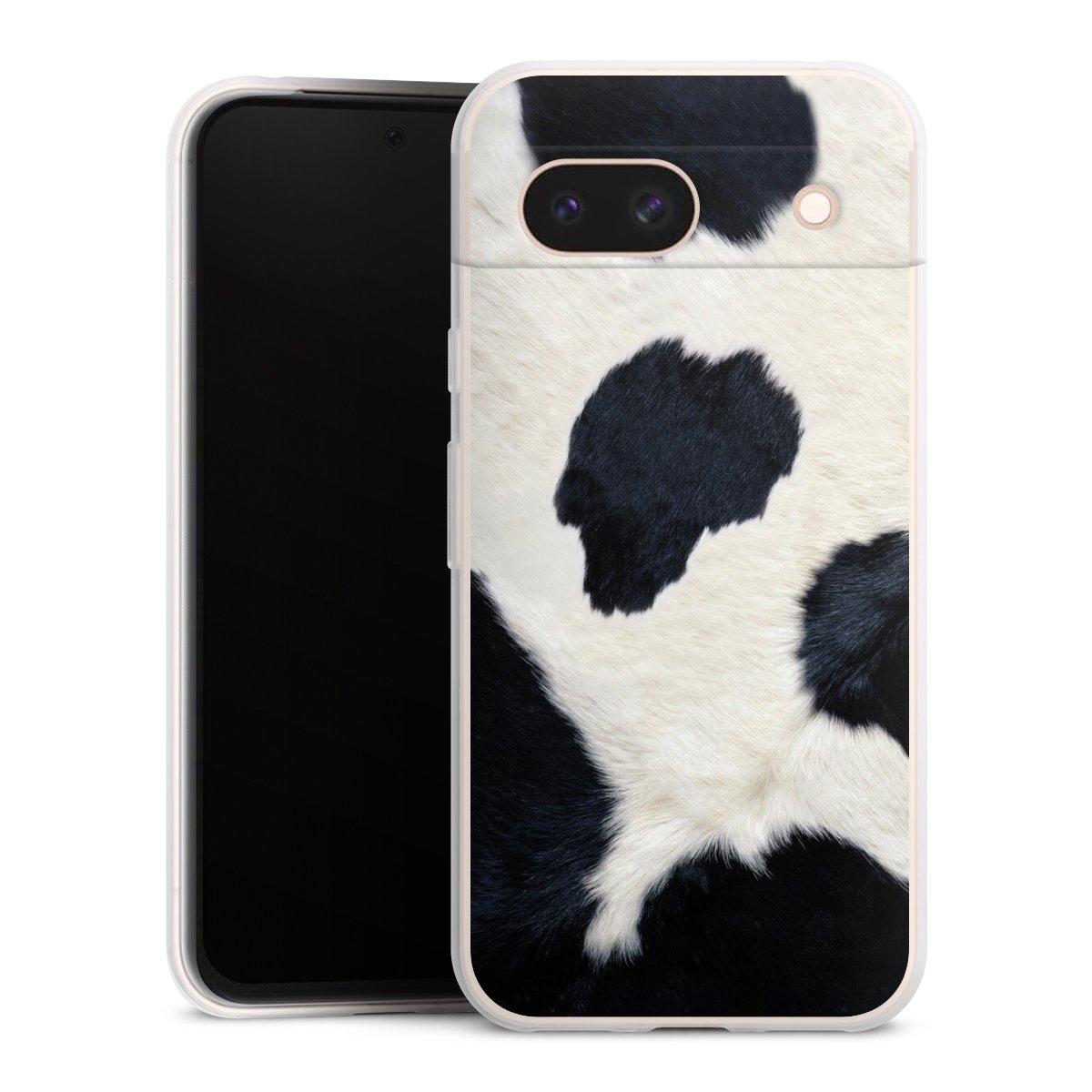 Google Pixel 8a Handy Slim Case extra dünn Silikon Handyhülle transparent Hülle Animal Look Animal Print Cow Skin Silikon Slim Case