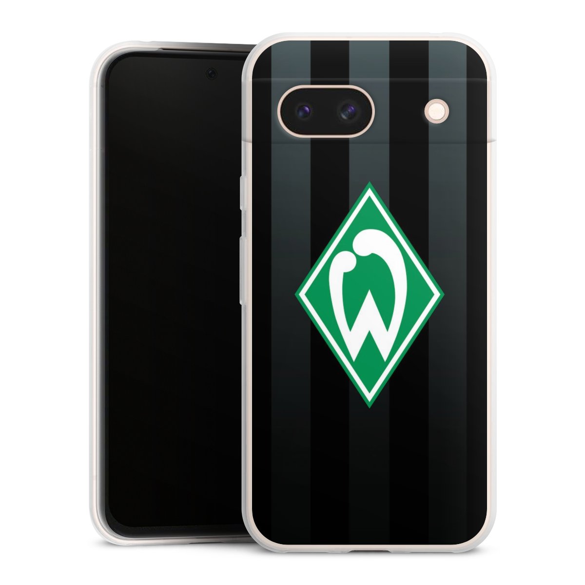 Google Pixel 8a Handy Slim Case extra dünn Silikon Handyhülle transparent Hülle Stripes Sv Werder Bremen Official Licensed Product Silikon Slim Case