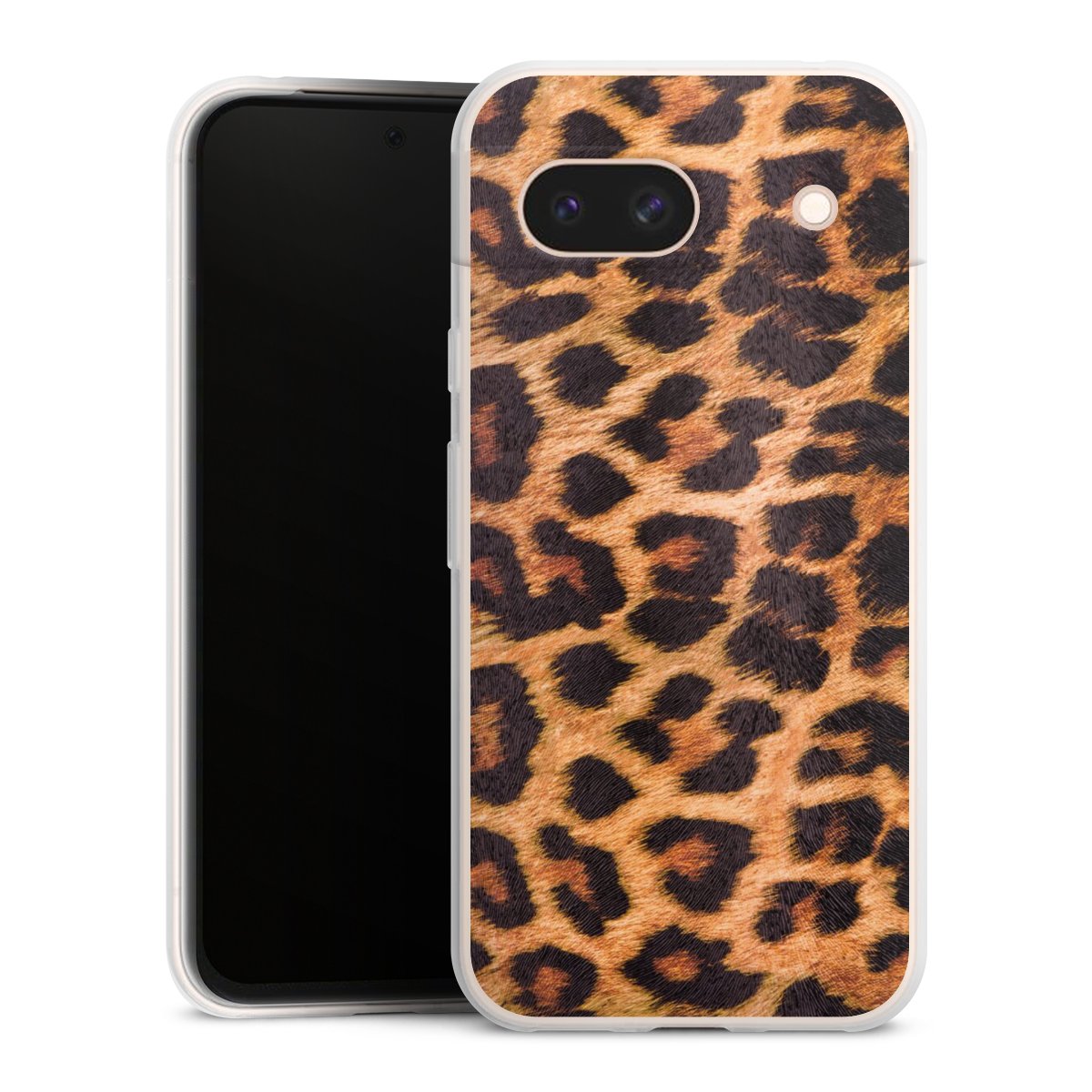 Google Pixel 8a Handy Slim Case extra dünn Silikon Handyhülle transparent Hülle Animal Print Leopard Fur Silikon Slim Case