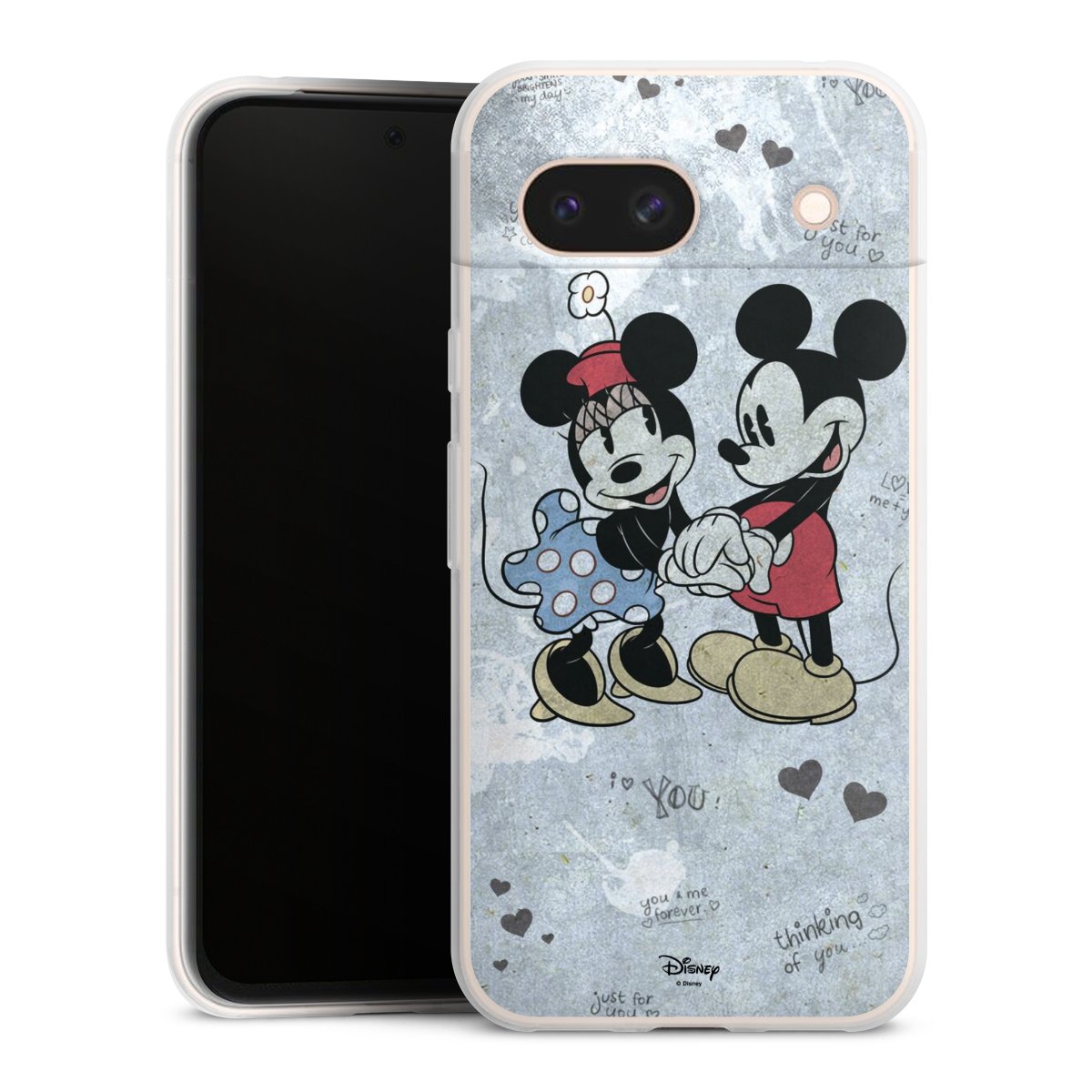 Google Pixel 8a Handy Slim Case extra dünn Silikon Handyhülle transparent Hülle Mickey & Minnie Mouse Vintage Disney Silikon Slim Case